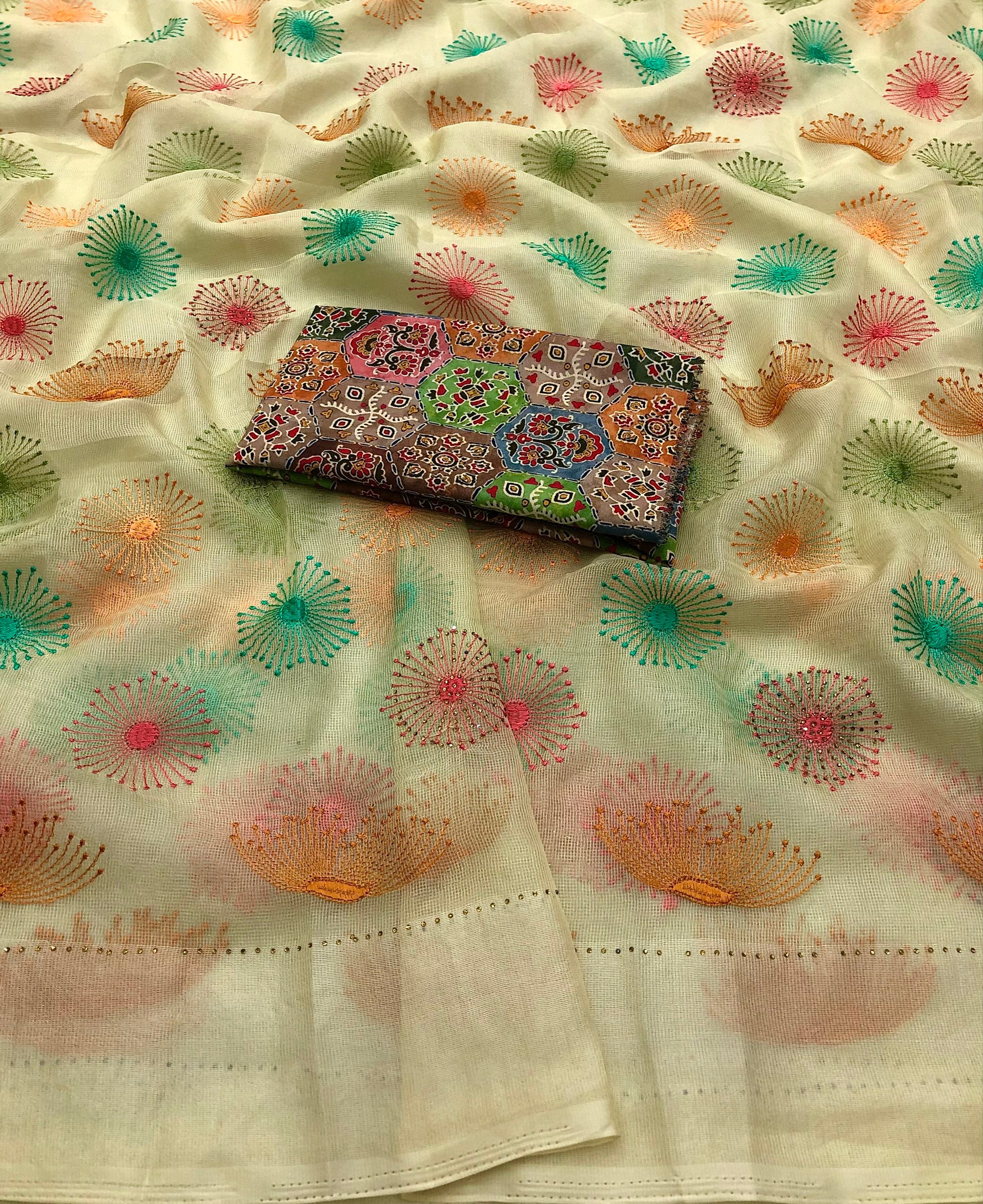 Numaya Chiffon Dyed With Embroidery Saree