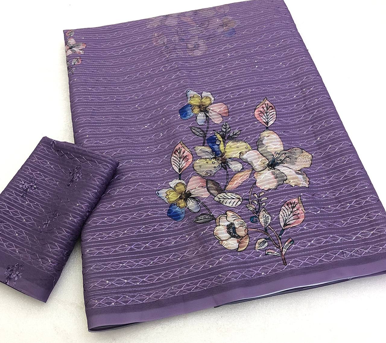 Crezza Chiffon Crochet Sequence Work Saree