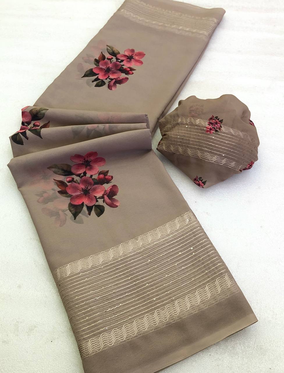 Nyra Chiffon Floral Digital Print With Embroidery Saree