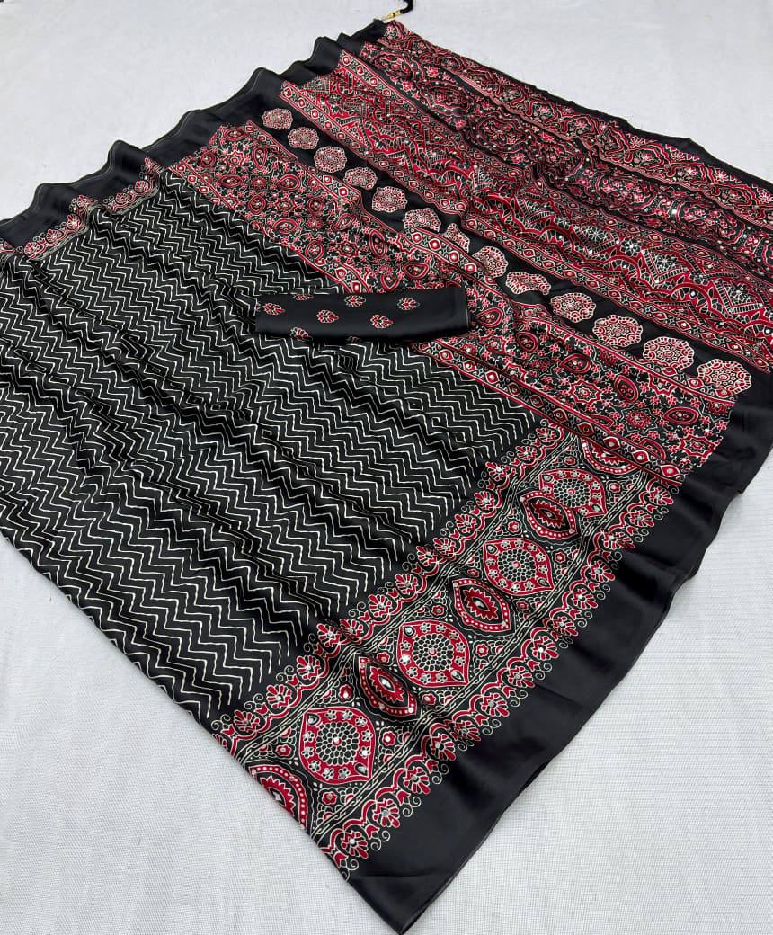 Orion Japan Satin Original Mirror Work Saree