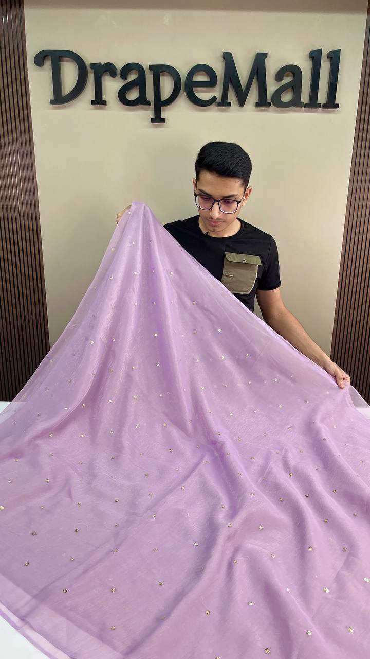 Aseem Chiffon Shining Embroidery Sequence Work Saree