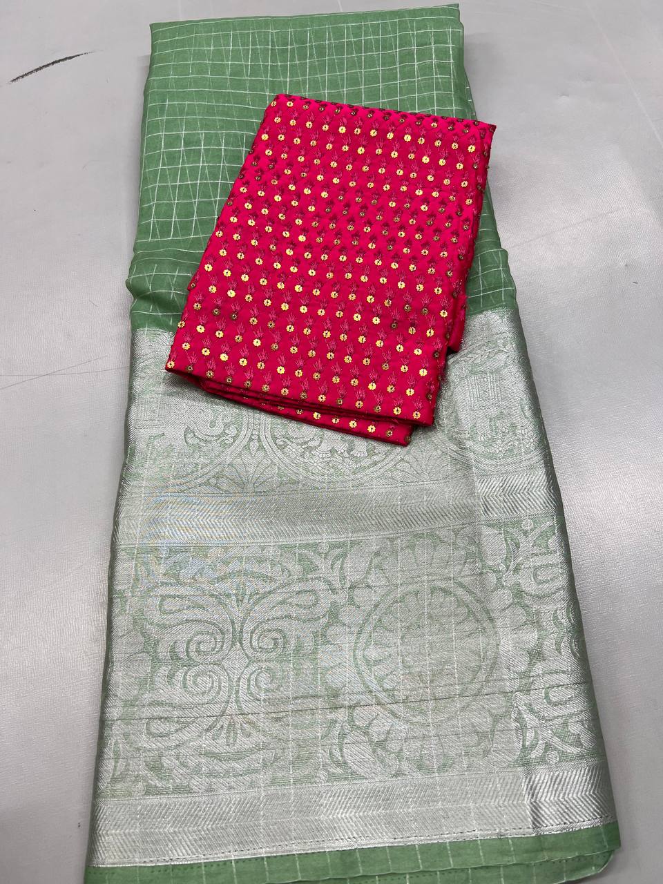 Fancy designer organza sequence & embroidery work sarees