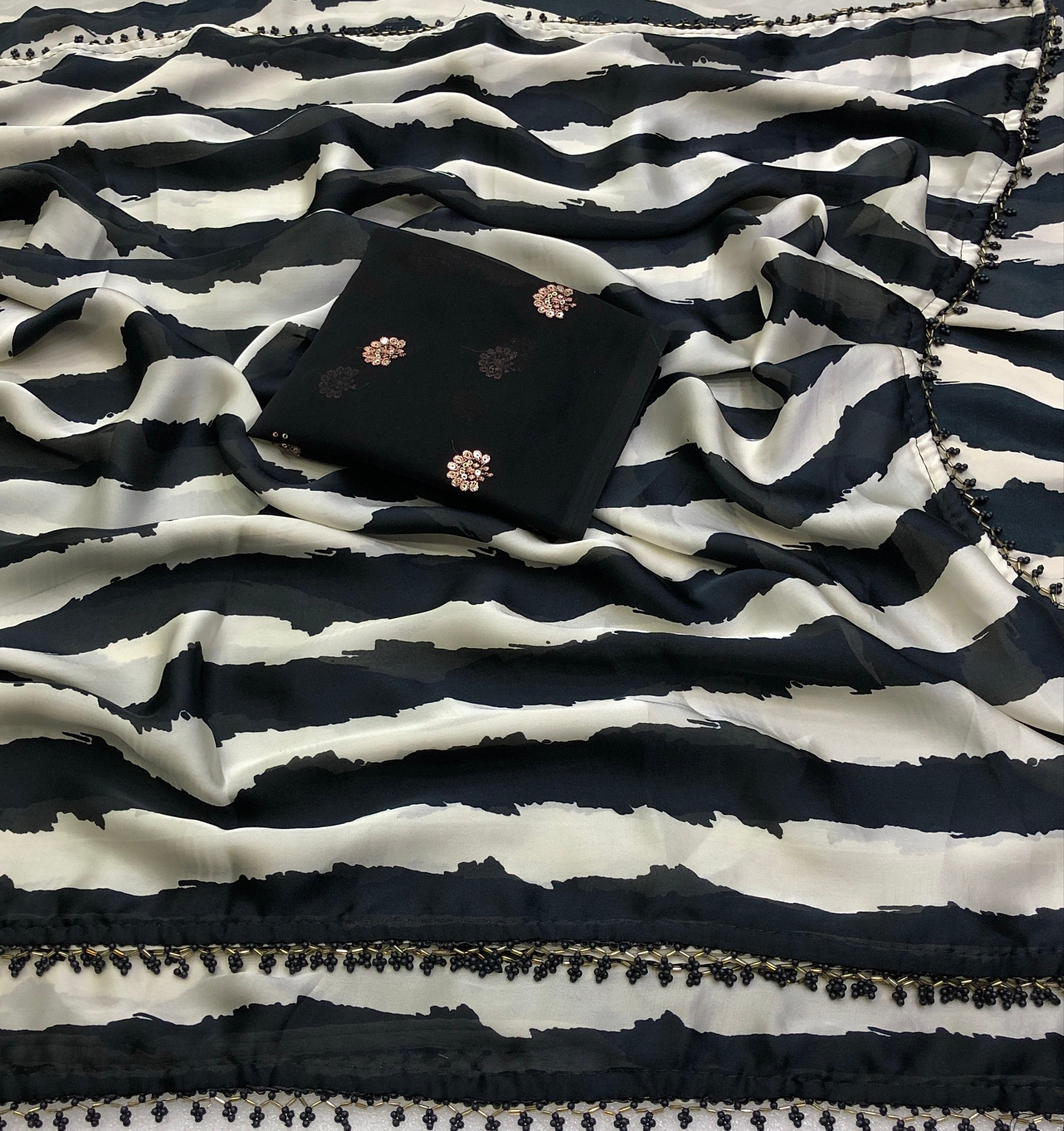 Narayani 2 Satin Georgette Gemotrical Print Saree