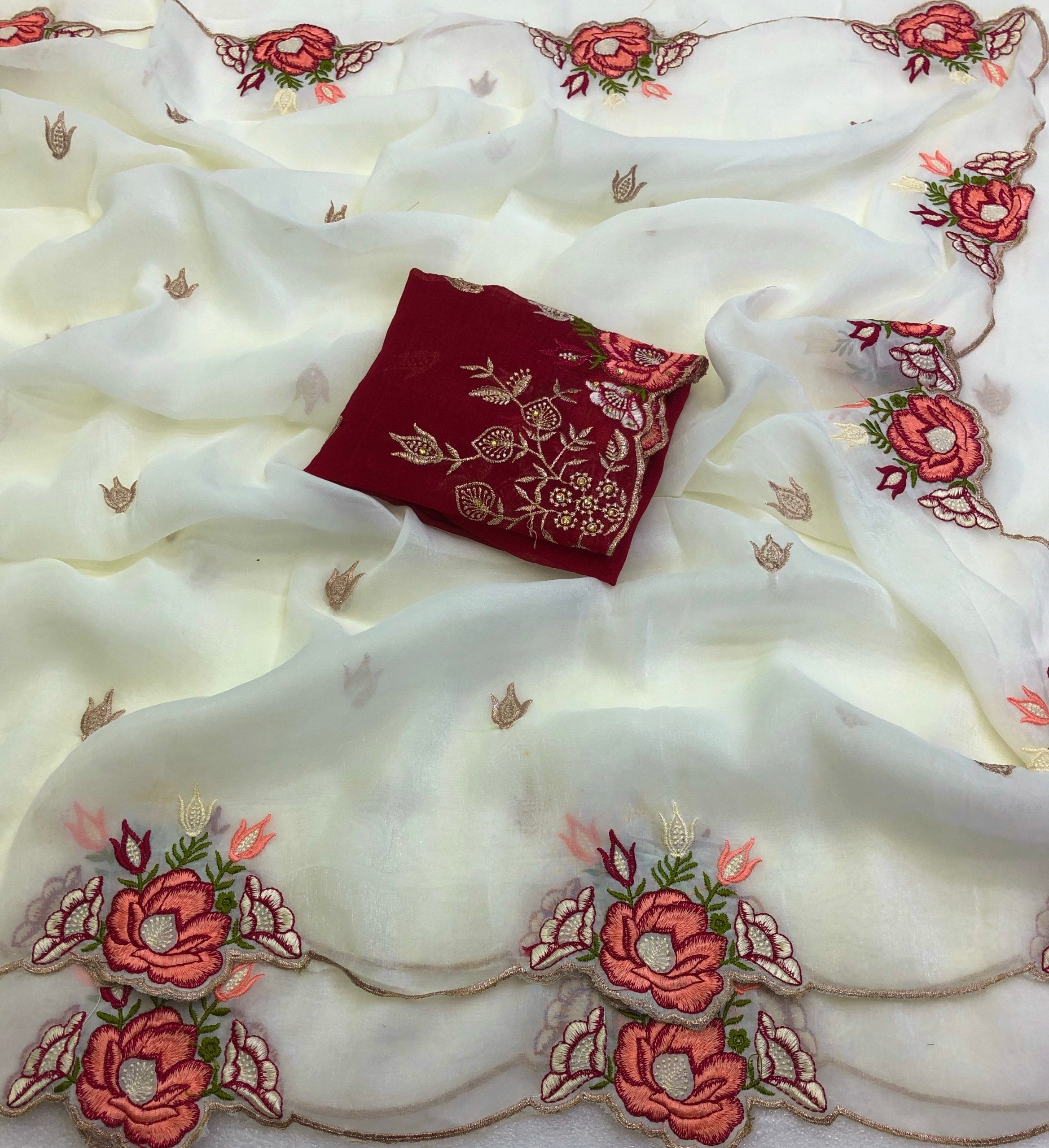 Killian Crunchy Crush Embroidery Work Saree