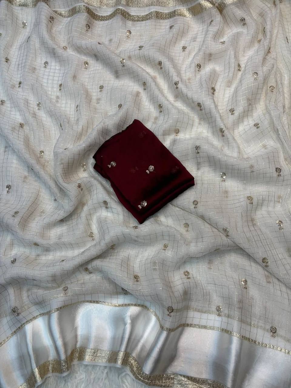 Crane Viscose Georgette Multi Sequence Work Saree