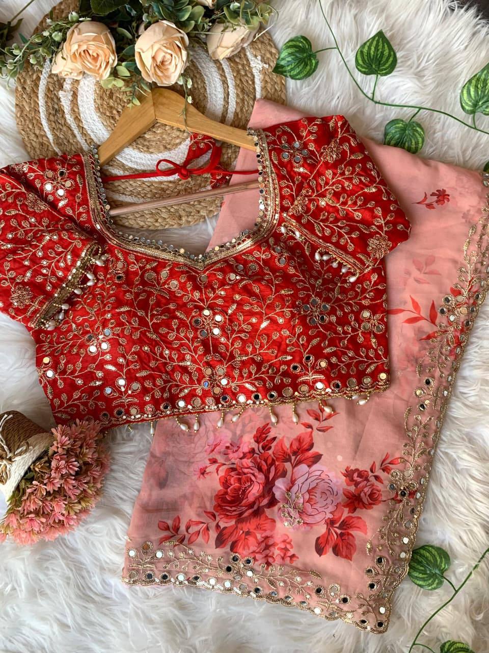 Farsin Georgette Embroidery Sequence Work Saree