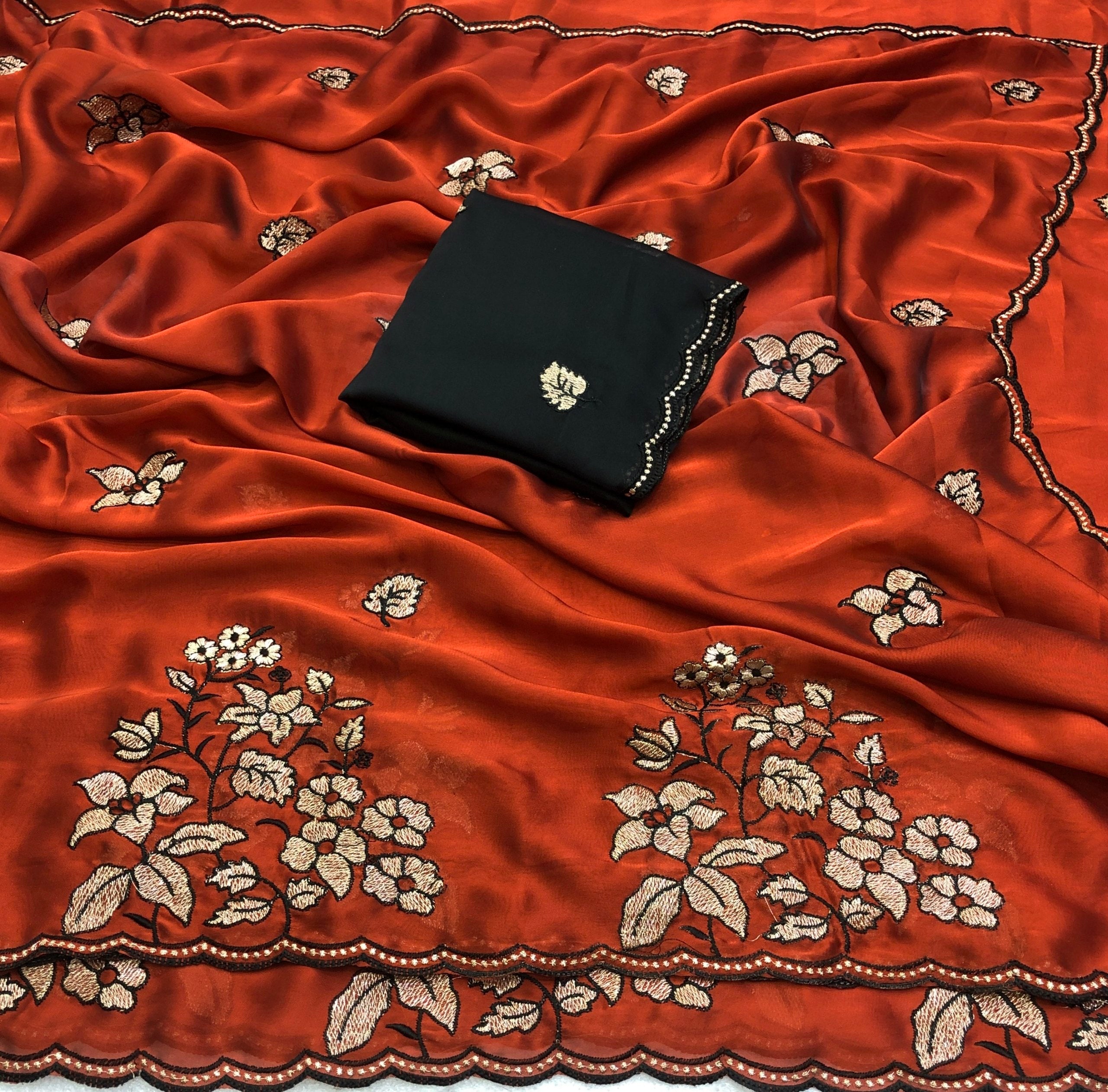 Tareek 2 Rangoli Georgette Floral Embroidery Butta Work Saree