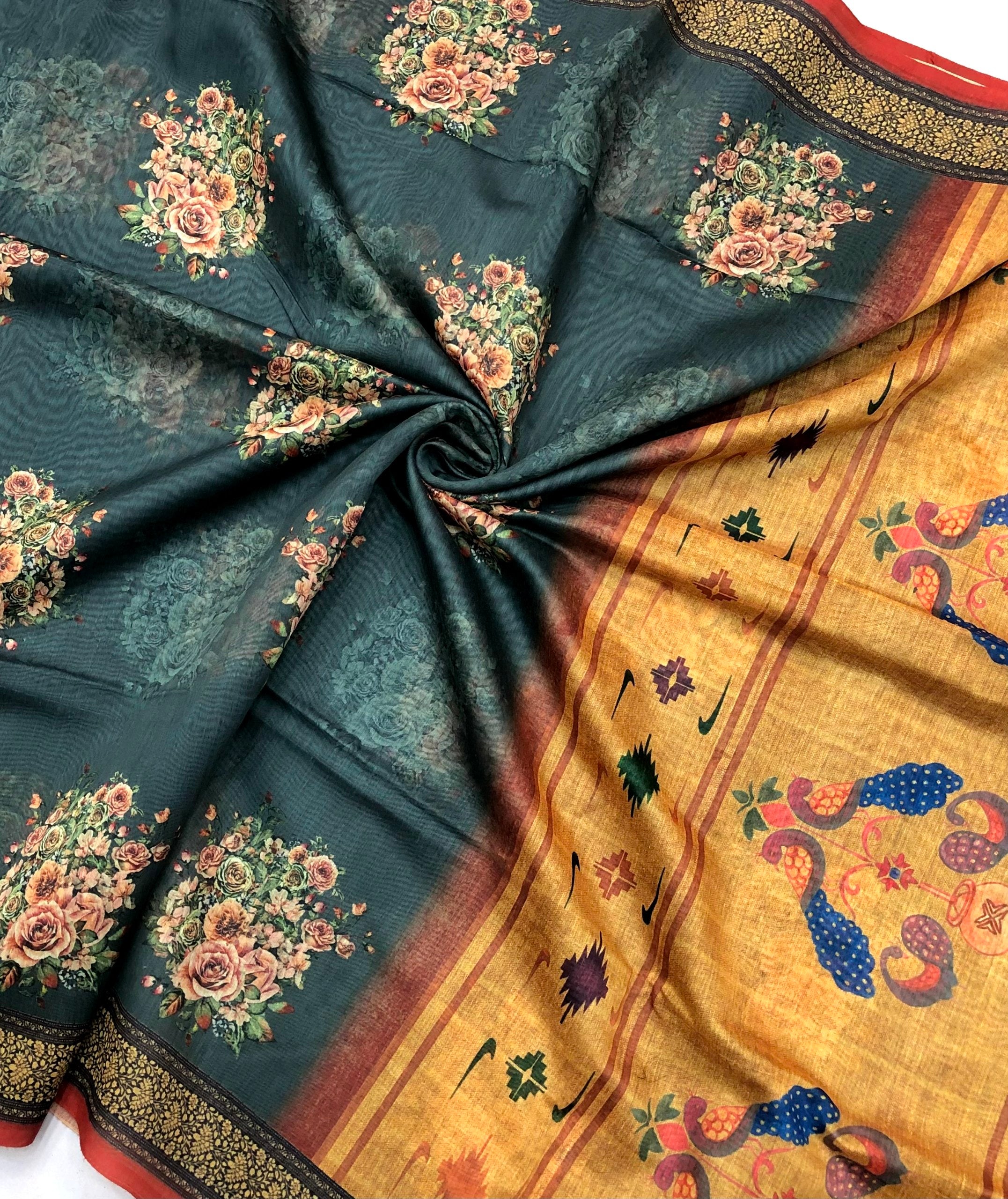 Shamima 3 Soft Lenin Kalamkari Digital Print Saree