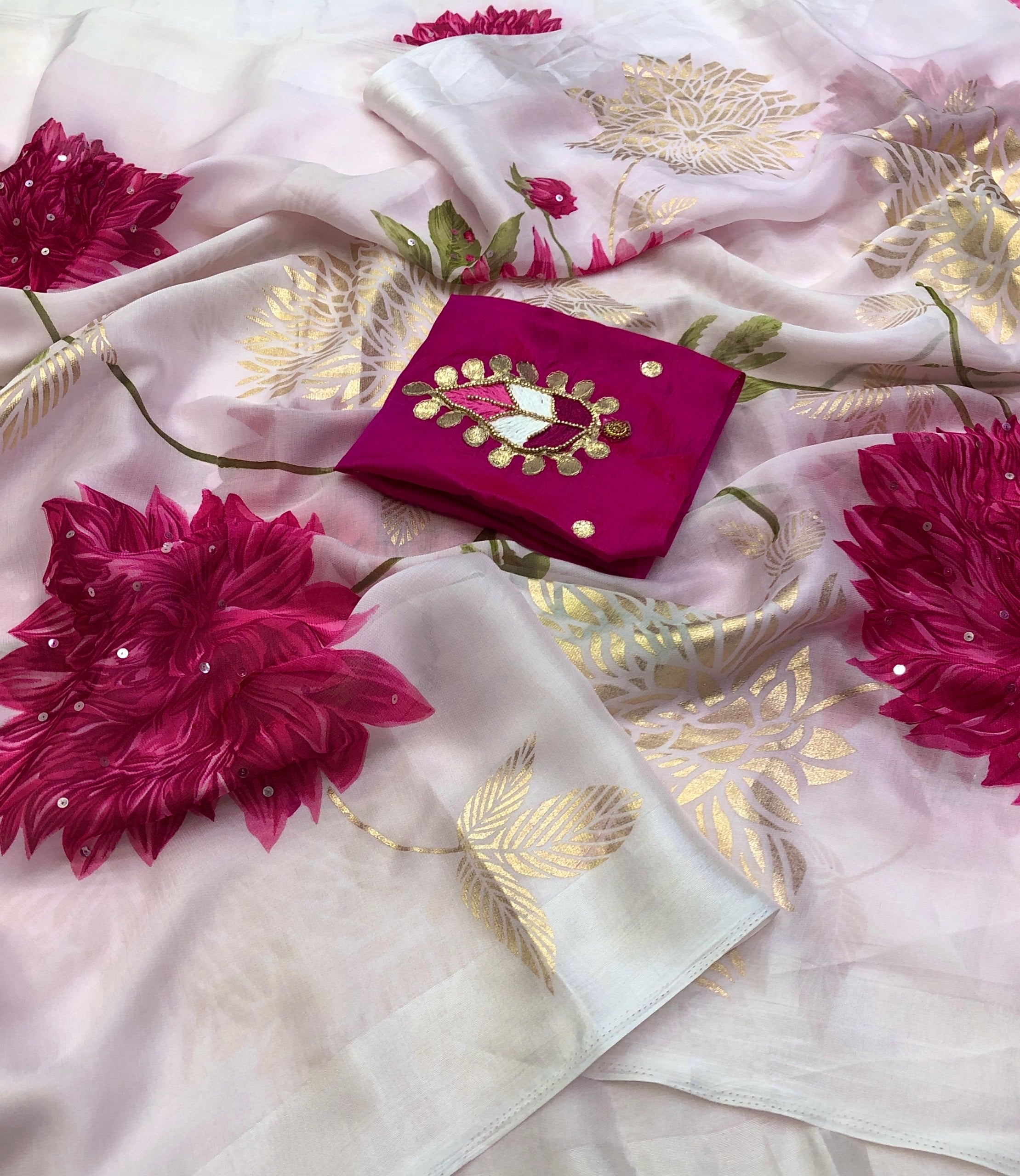 Vinza Kora Organza Floral Print Saree