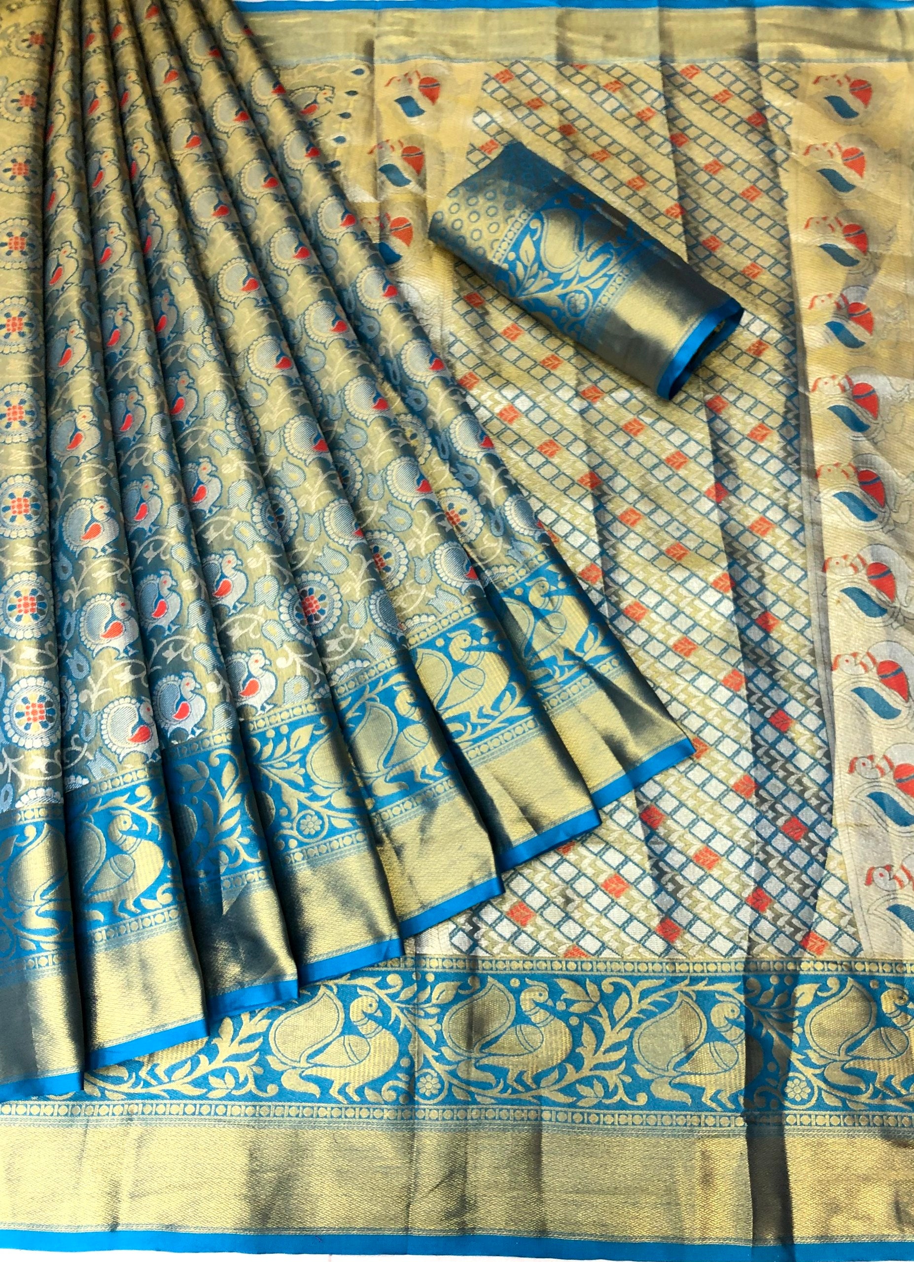 Cantara 2 Kanjiviram Pattu Silk Pure Zari Weaving Saree