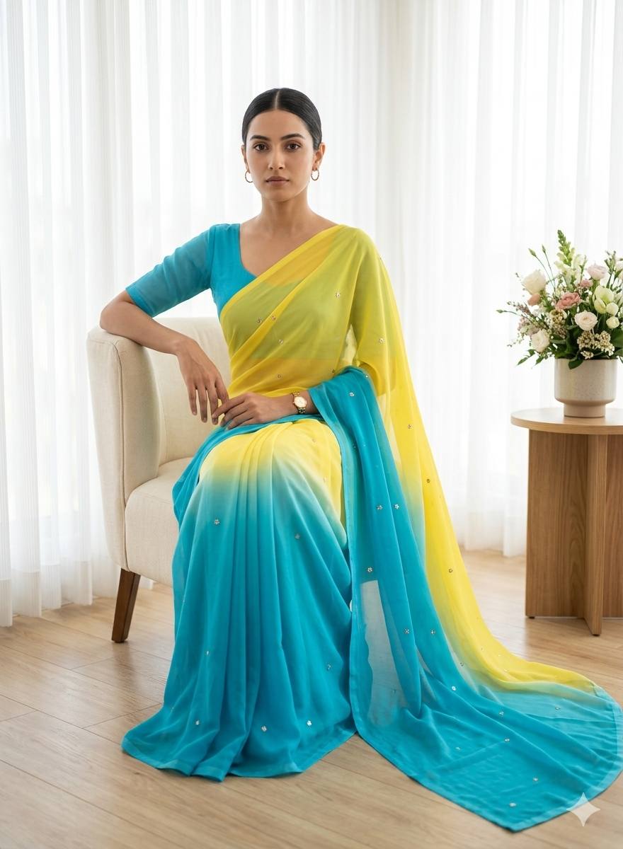 Tabdeel Georgette Padding Sequence Butti Work Saree