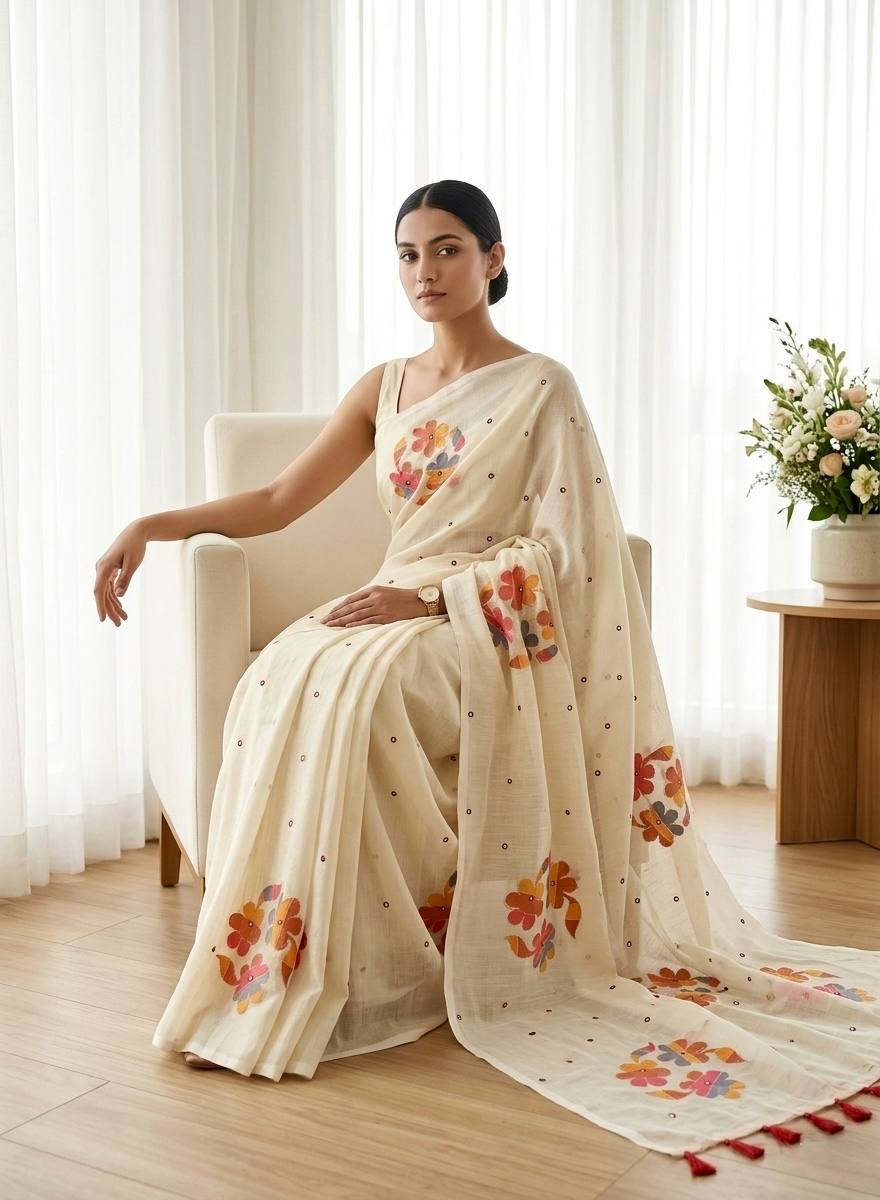Kelocks  Soft linen floral digital printed saree