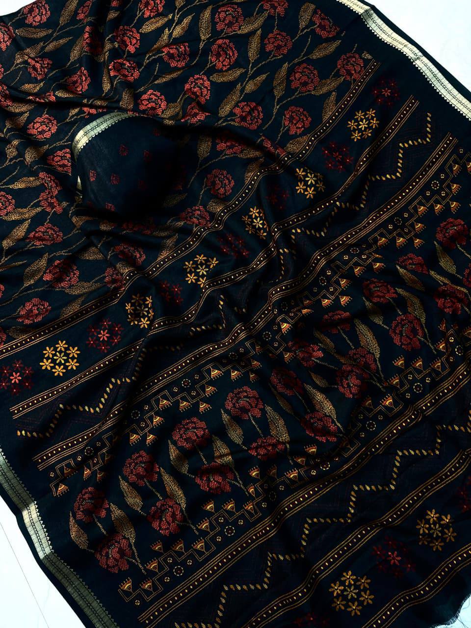 Tarifa Tushar Silk Floral Printed Saree