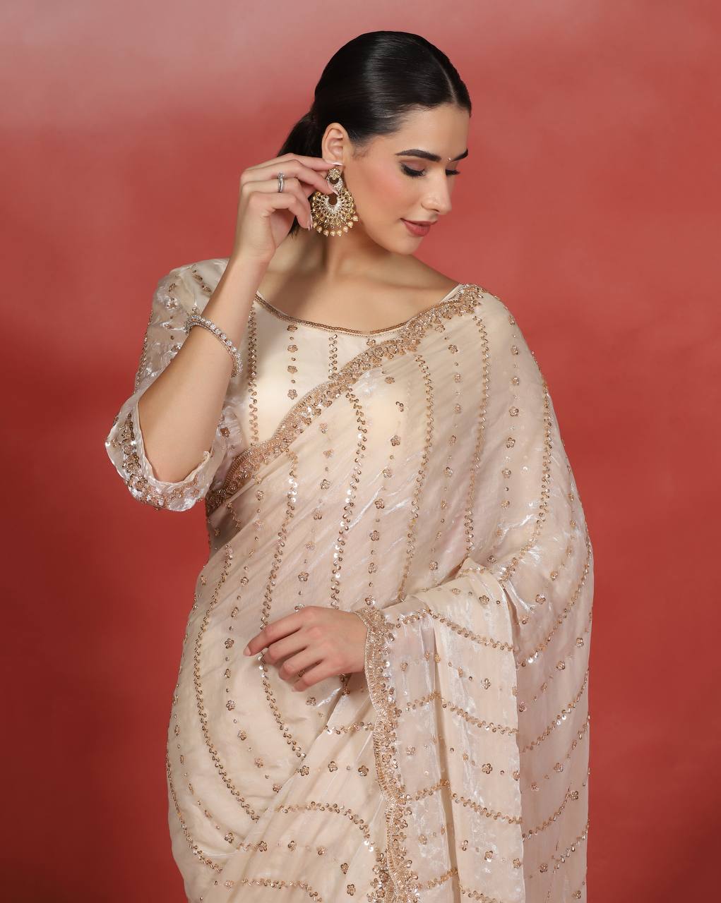 Tilt Pure Space Silk Multiwork Saree