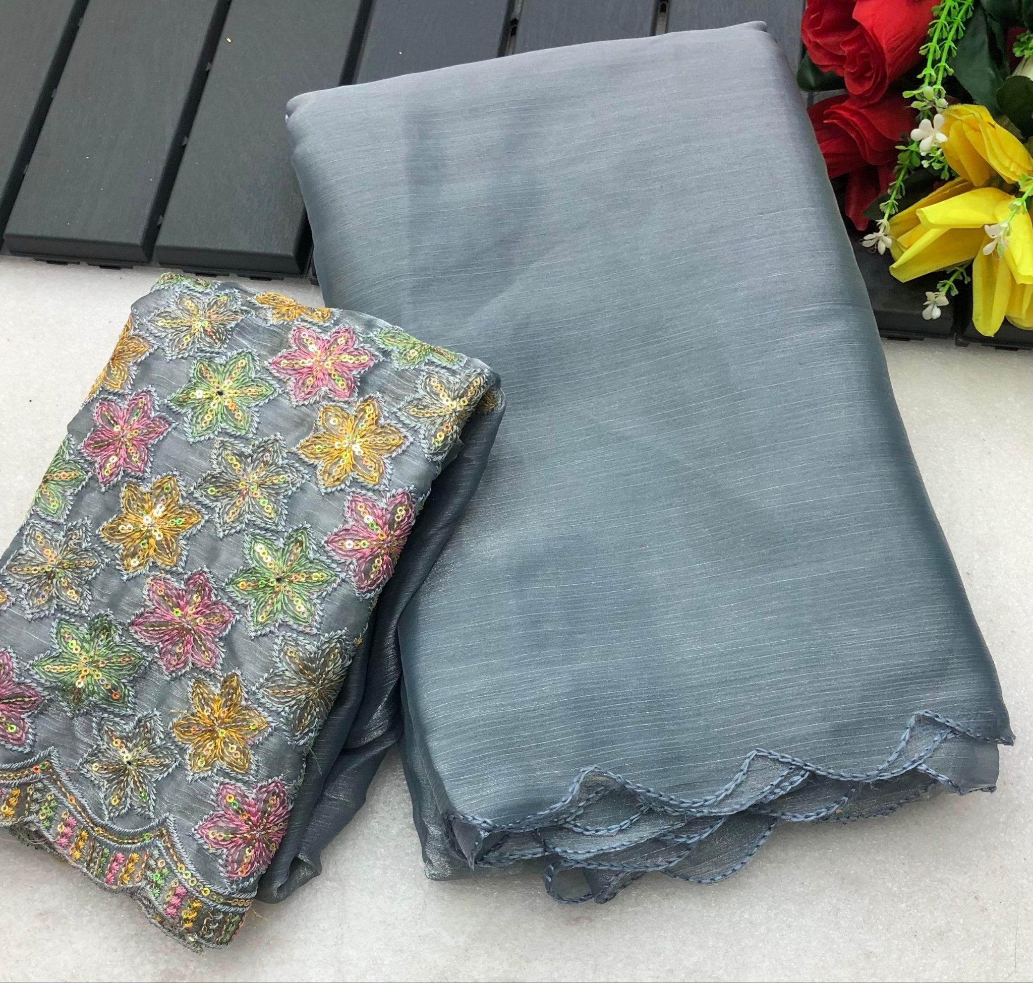 Masooma Burberry Chiffon Embroidery Saree