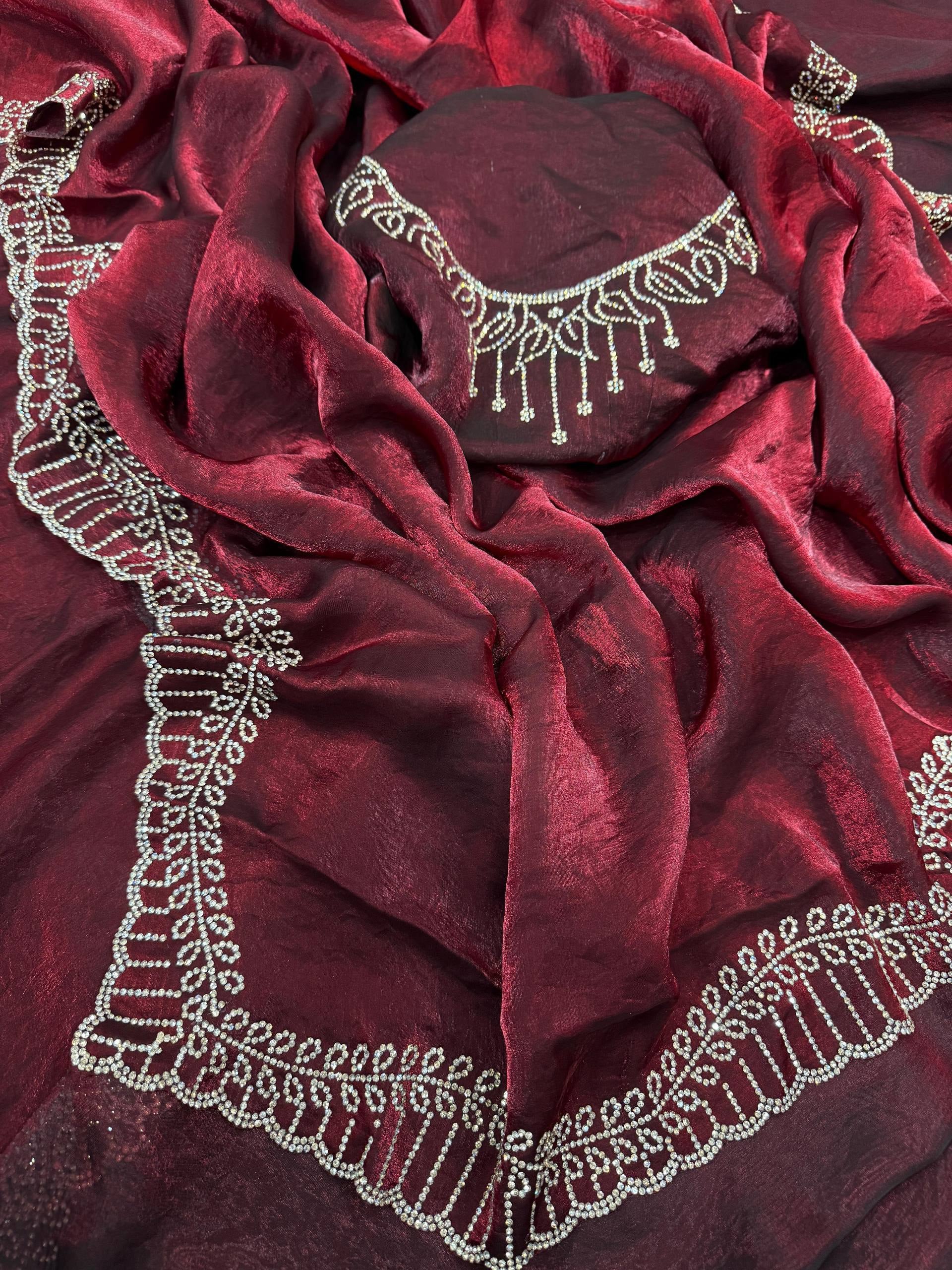 Summary Space Silk Jarkhan Diamond work Saree