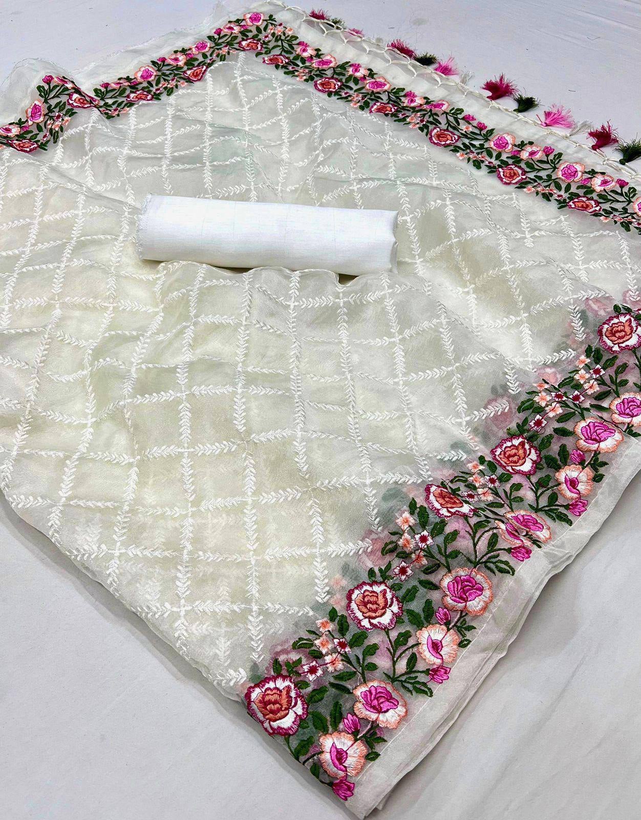 Stock Pure Soft Silk Organza Saree