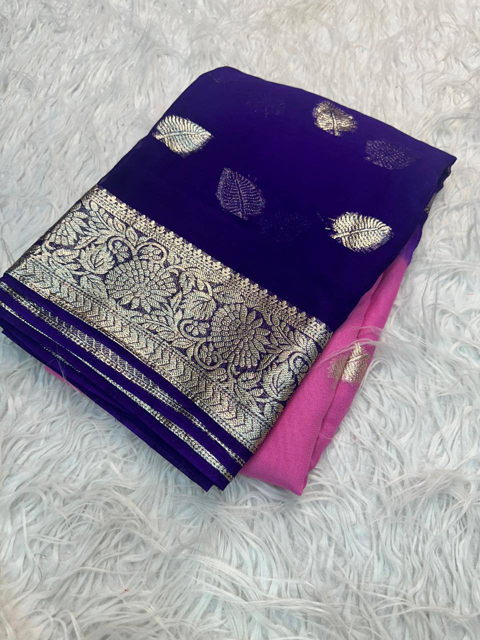 Note Viscose Georgette Fancy Zari Saree