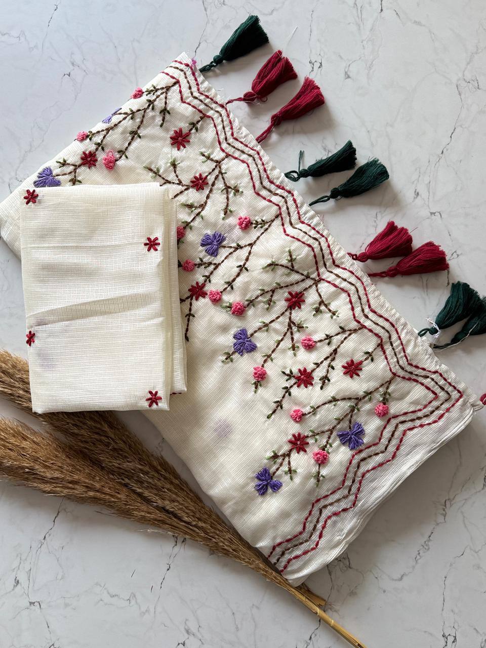 Stage 2 Premium Kota Doriya Silk Handmade Thread Saree