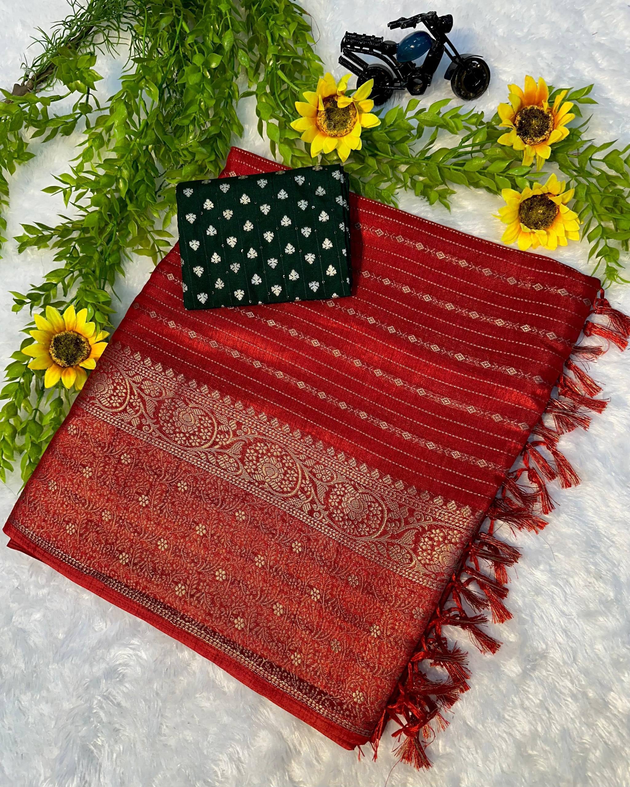 Attraction Mysore Silk Two Tone Padding Border Saree