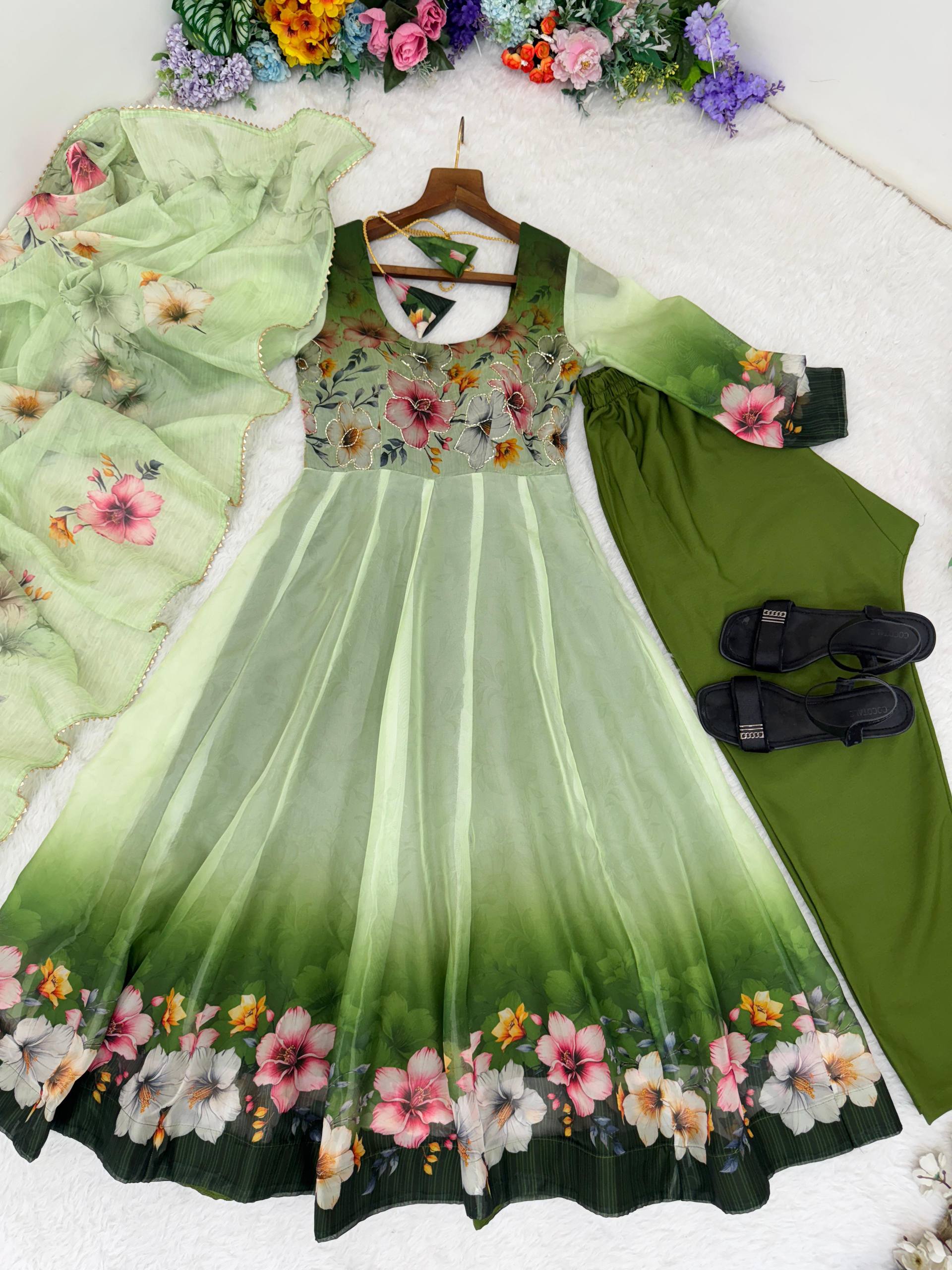 Author Organza Soft Taby Silk Digital Print Gown