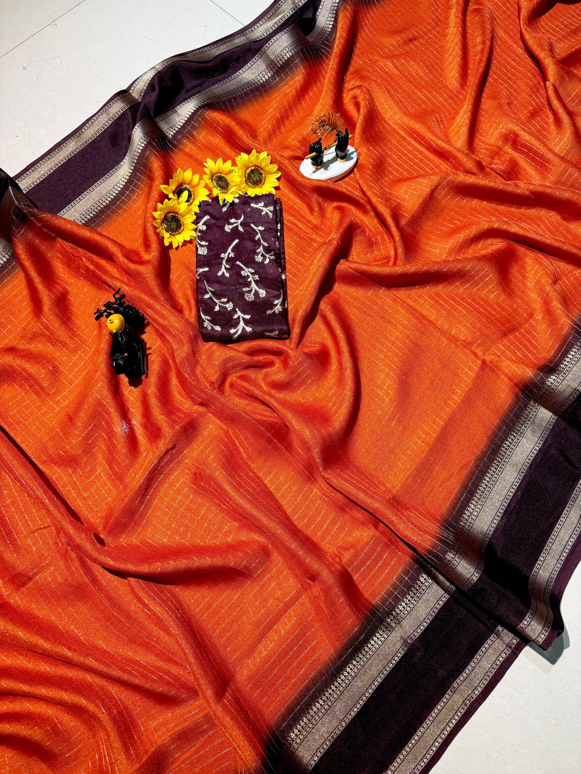 Hertz Georgette Weaving Checks Saree