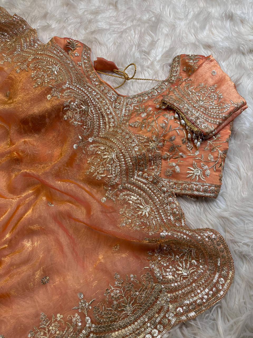 Armada Space Silk With Embroidery & Sequence Work Saree