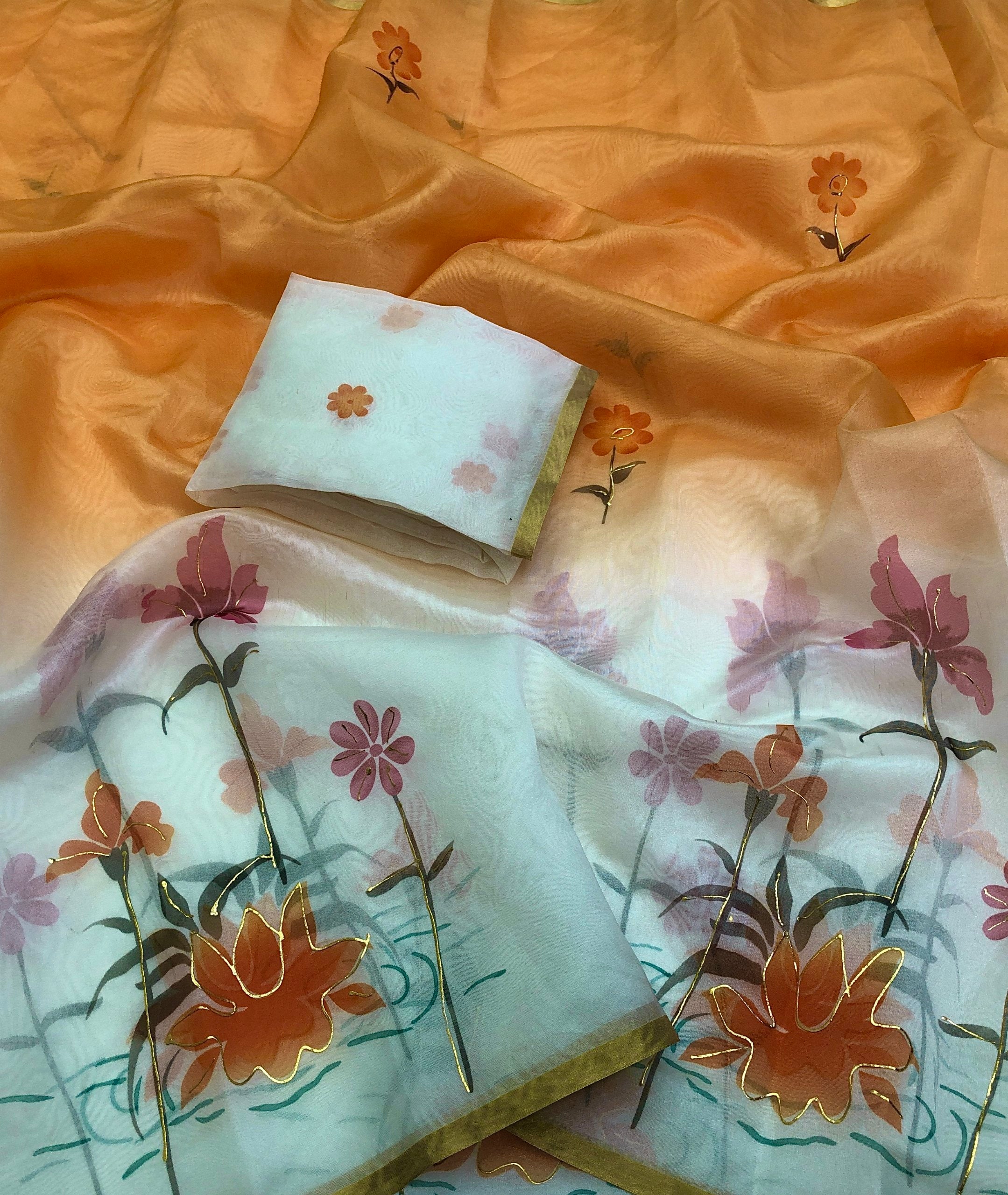Saarif Organza with floral digital print Saree