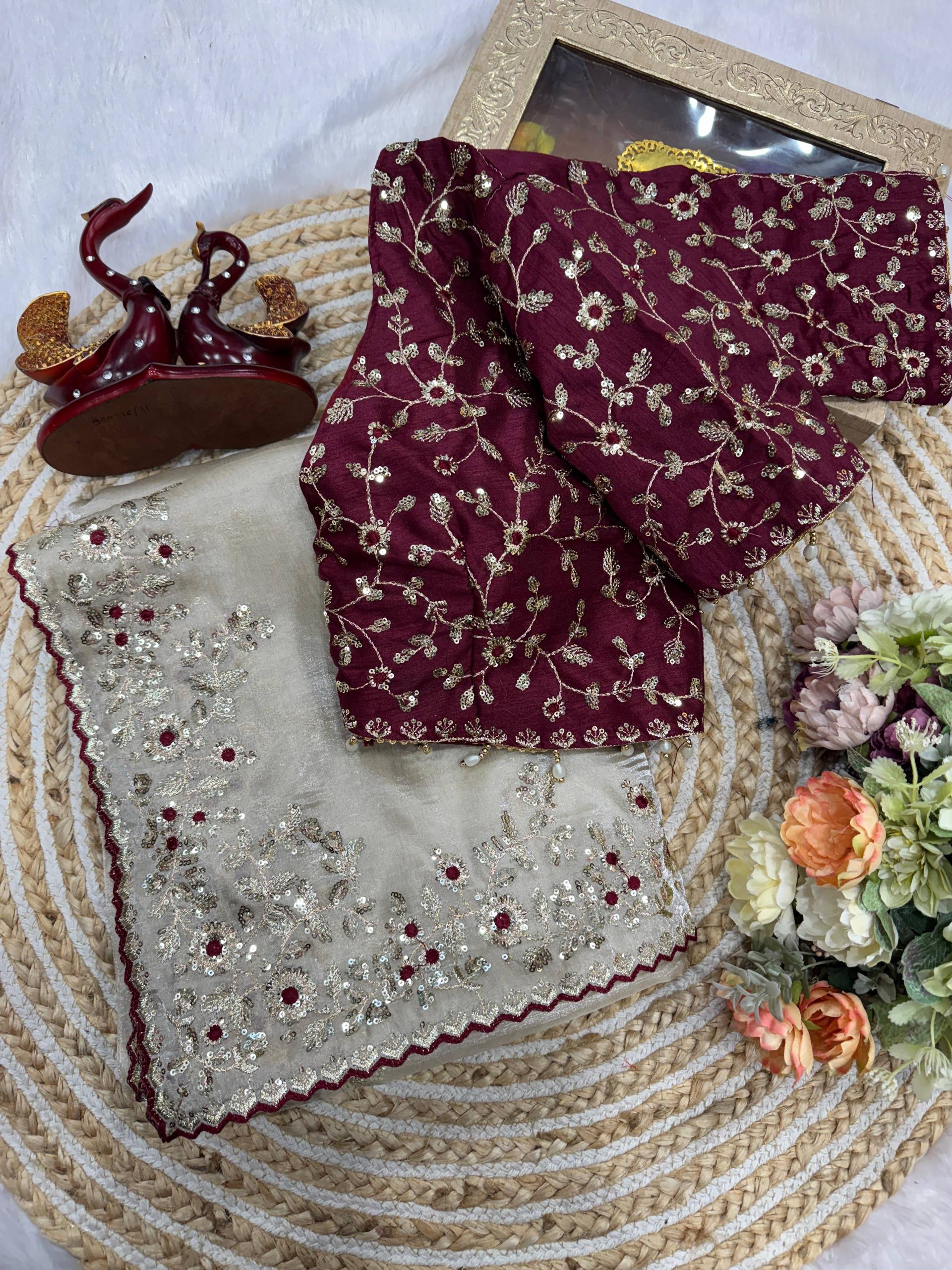 Seez Jimmy Chu Sequence Embroidery Work Saree