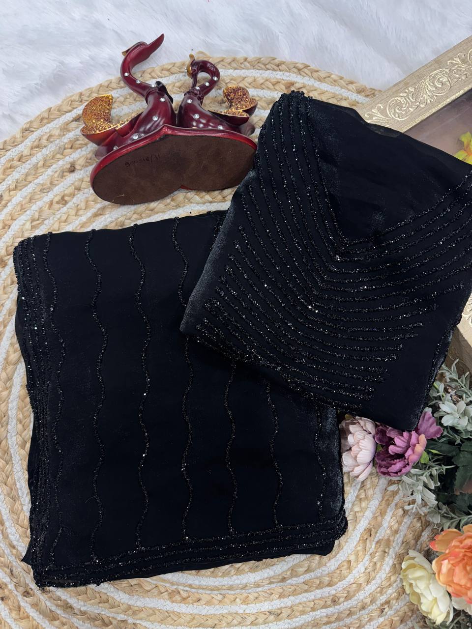 Grim Space Silk Diamond Work Saree