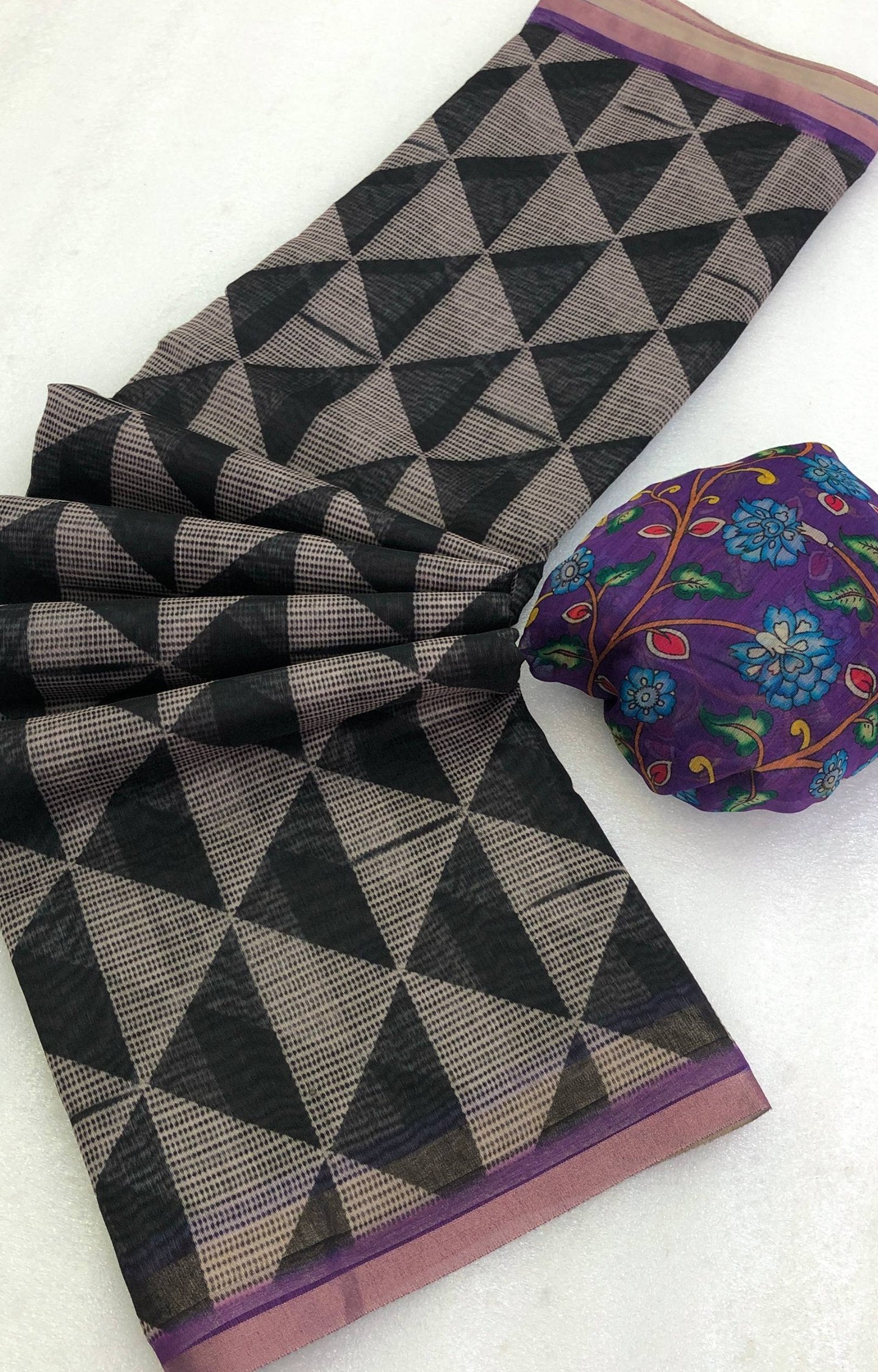 Reduce Soft Chenderi Floral Digital Print Saree