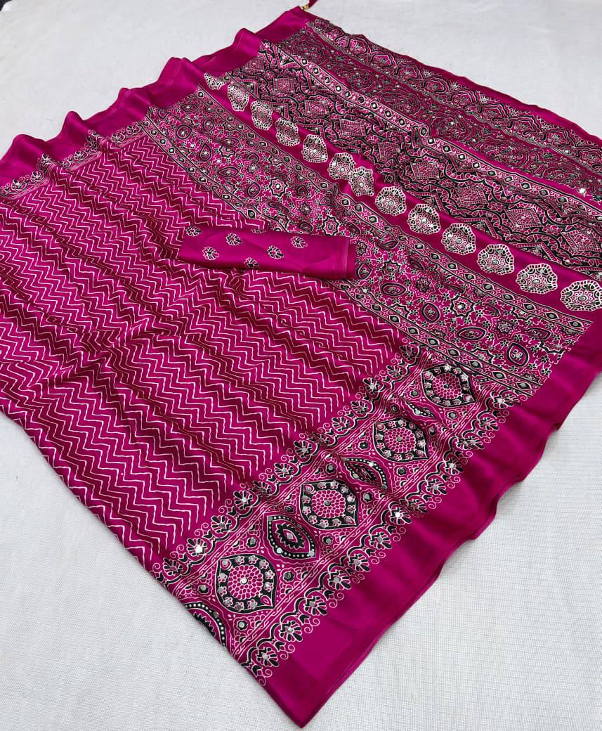 Orion Japan Satin Original Mirror Work Saree