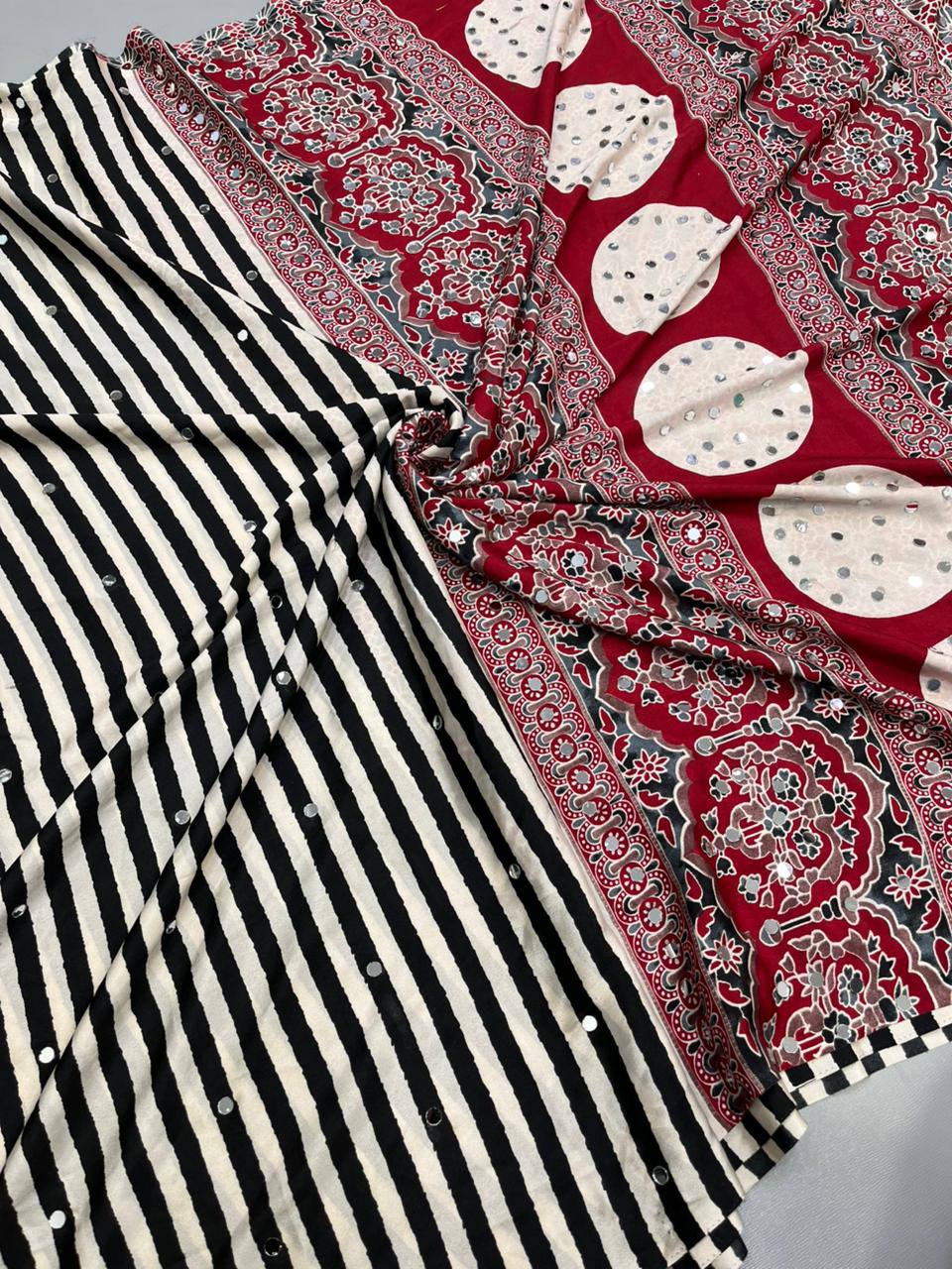 Mishal Modal Satin Ajrakh Printed Saree