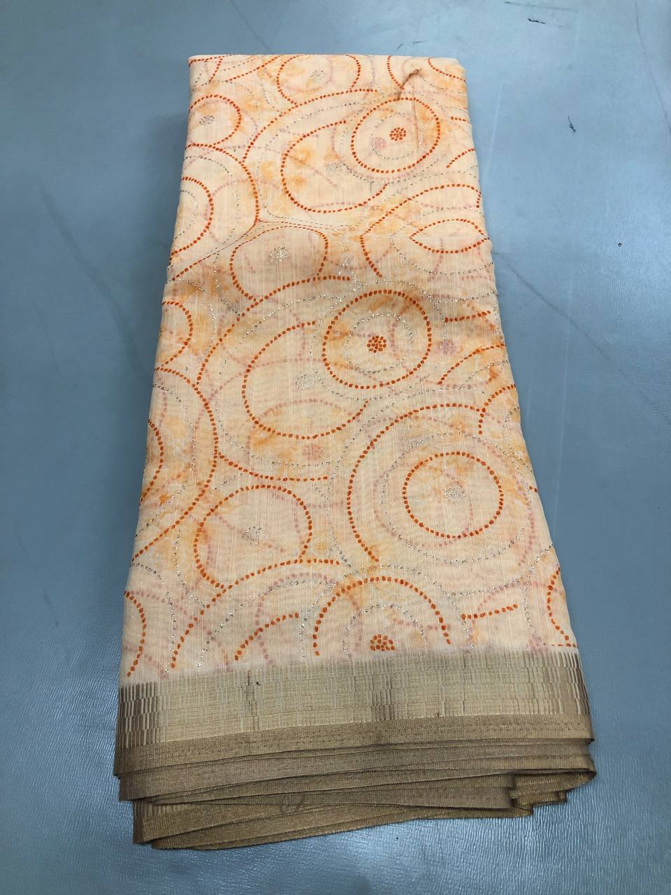 Fancy dual shade weaving with sequence &amp; siroski work sarees with blouse