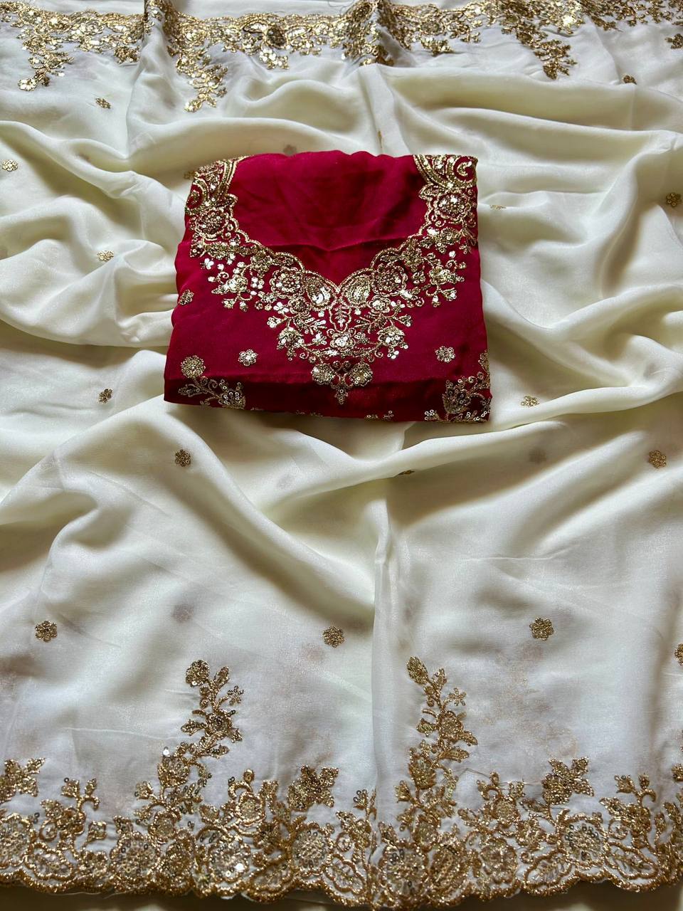 Rashmi Chiffon Crush Silk Sequence Work Saree