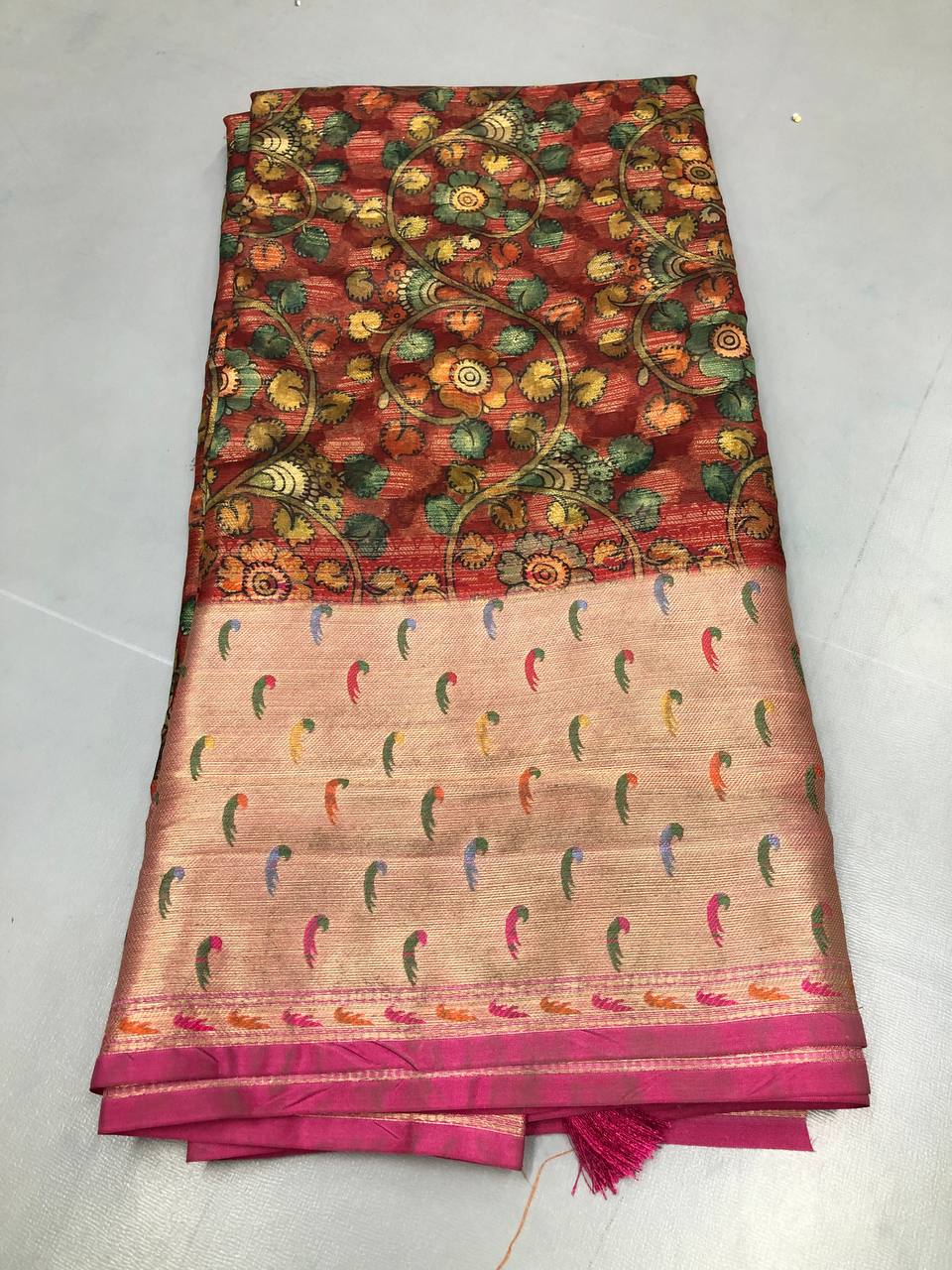 Tussar Silk Floral Digital Print Saree