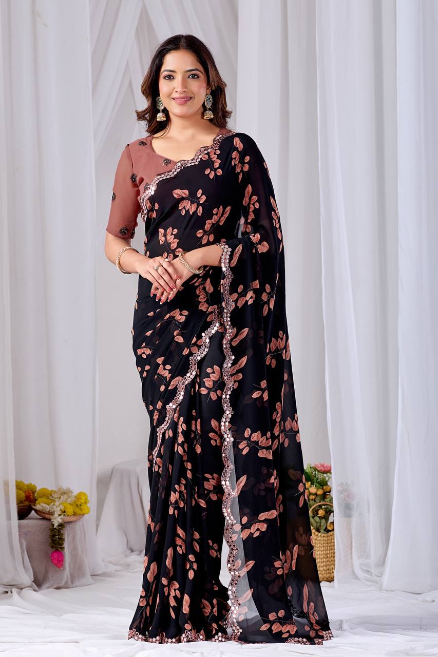 Rinera 2 Soft Weightless Chiffon Floral Print Saree