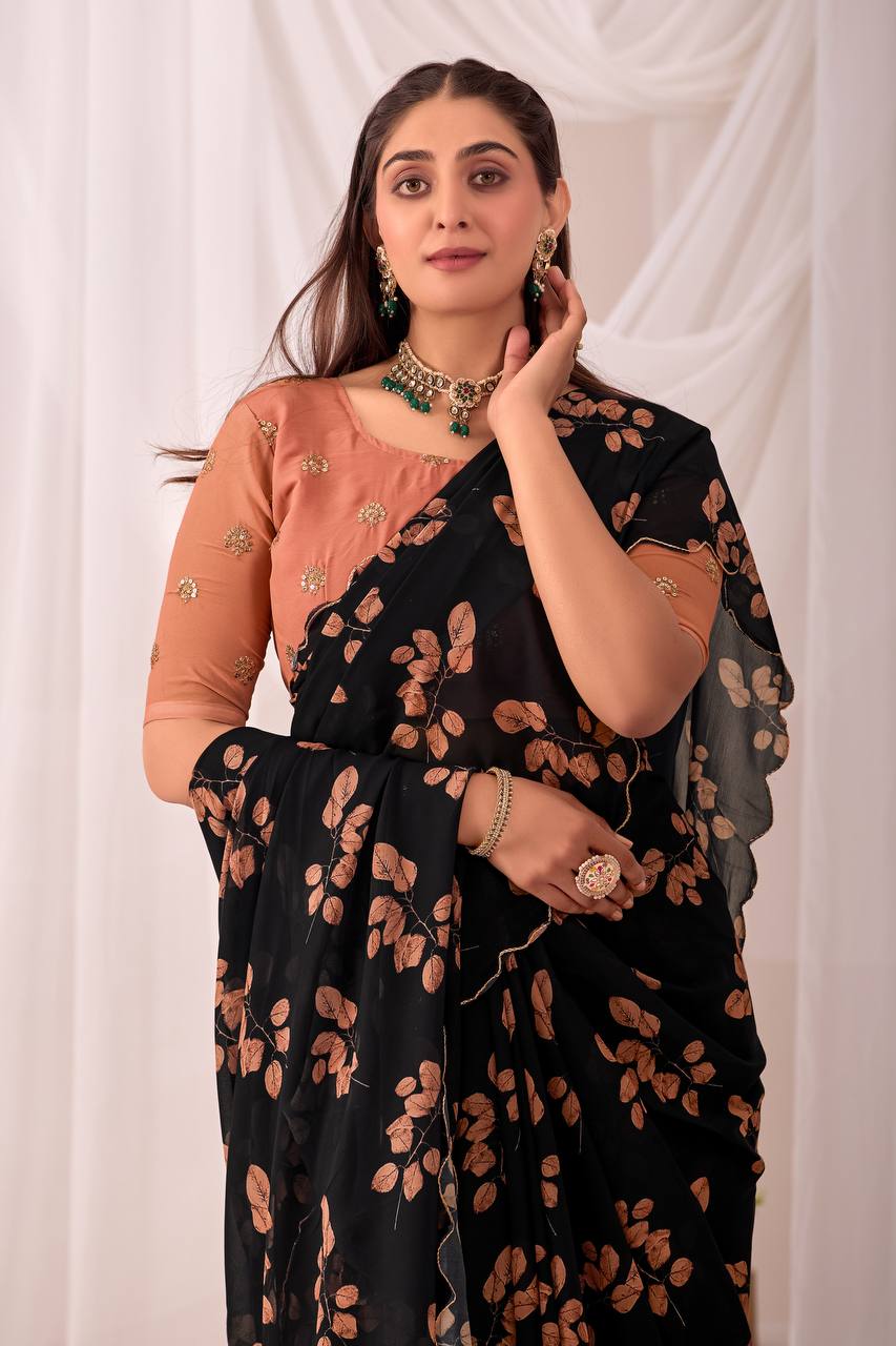 Rinera Soft & Smooth Weightless Chiffon Embroidery Work Saree
