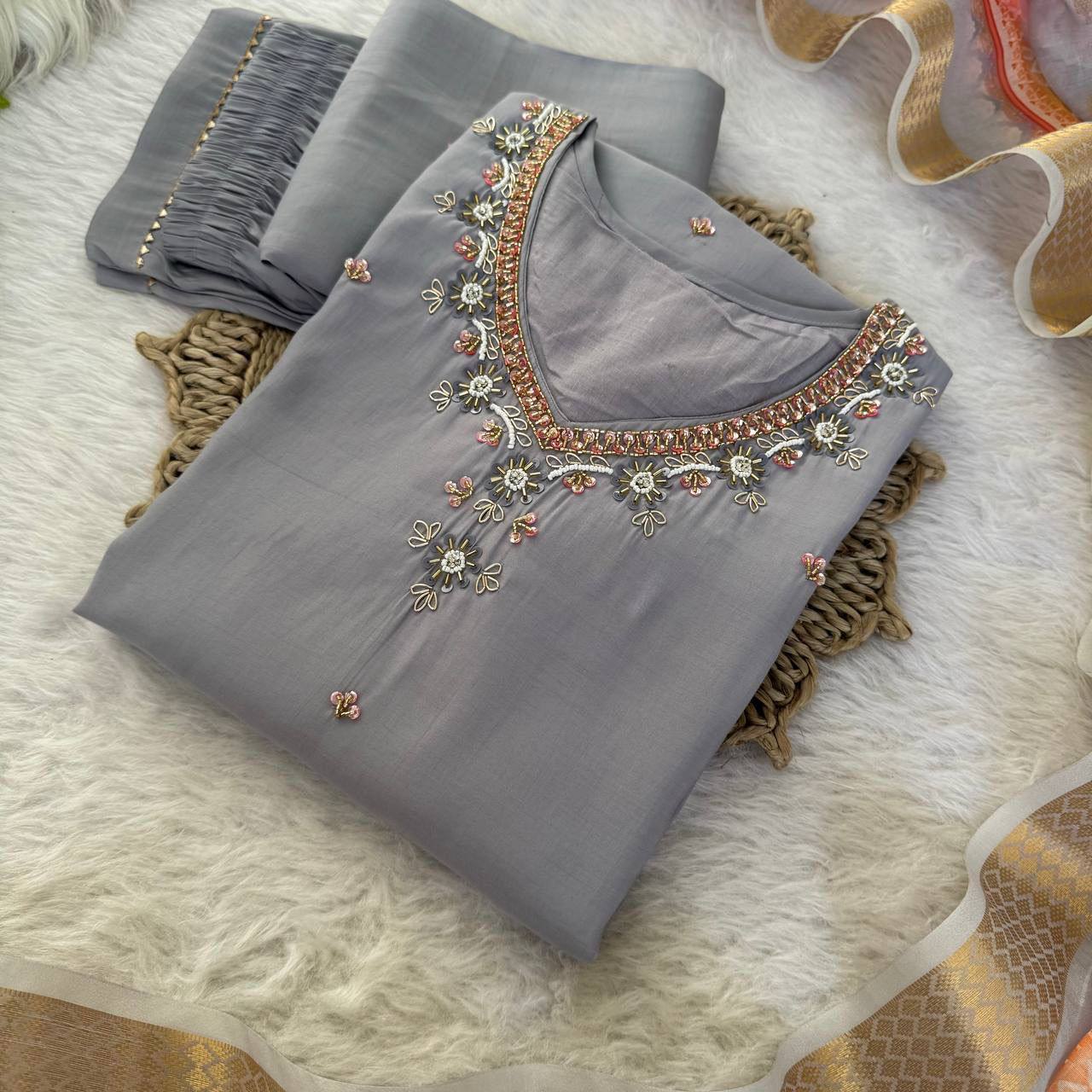 Perry Premium Roman Silk Soft Fabric Kurti