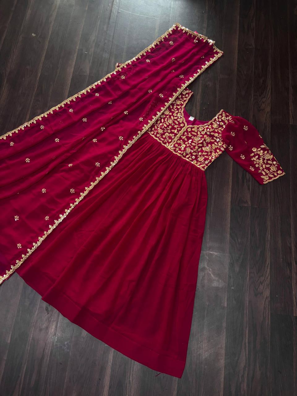 Trezer Faux Blooming Embroidery work Gown