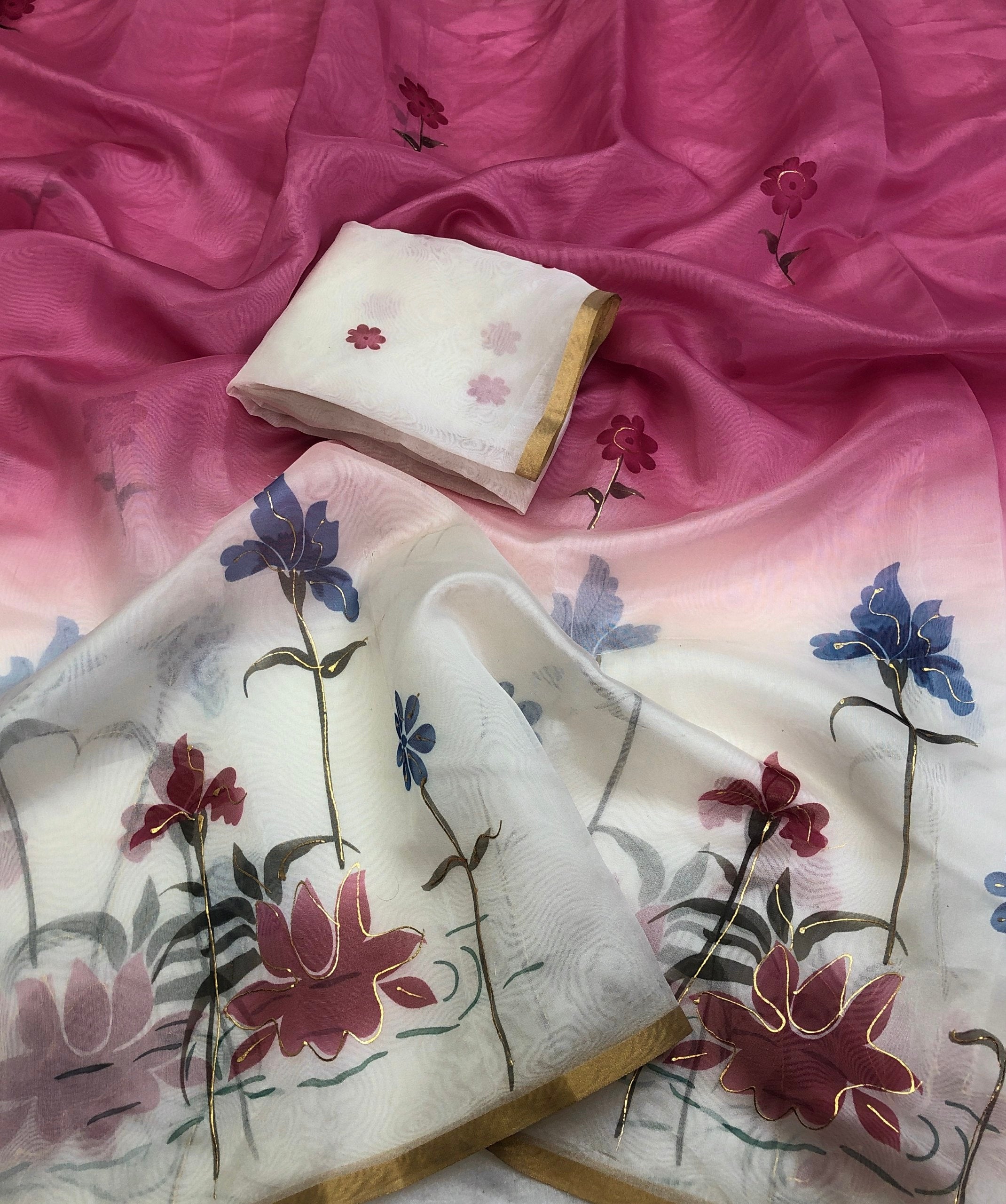 Saarif Organza with floral digital print Saree