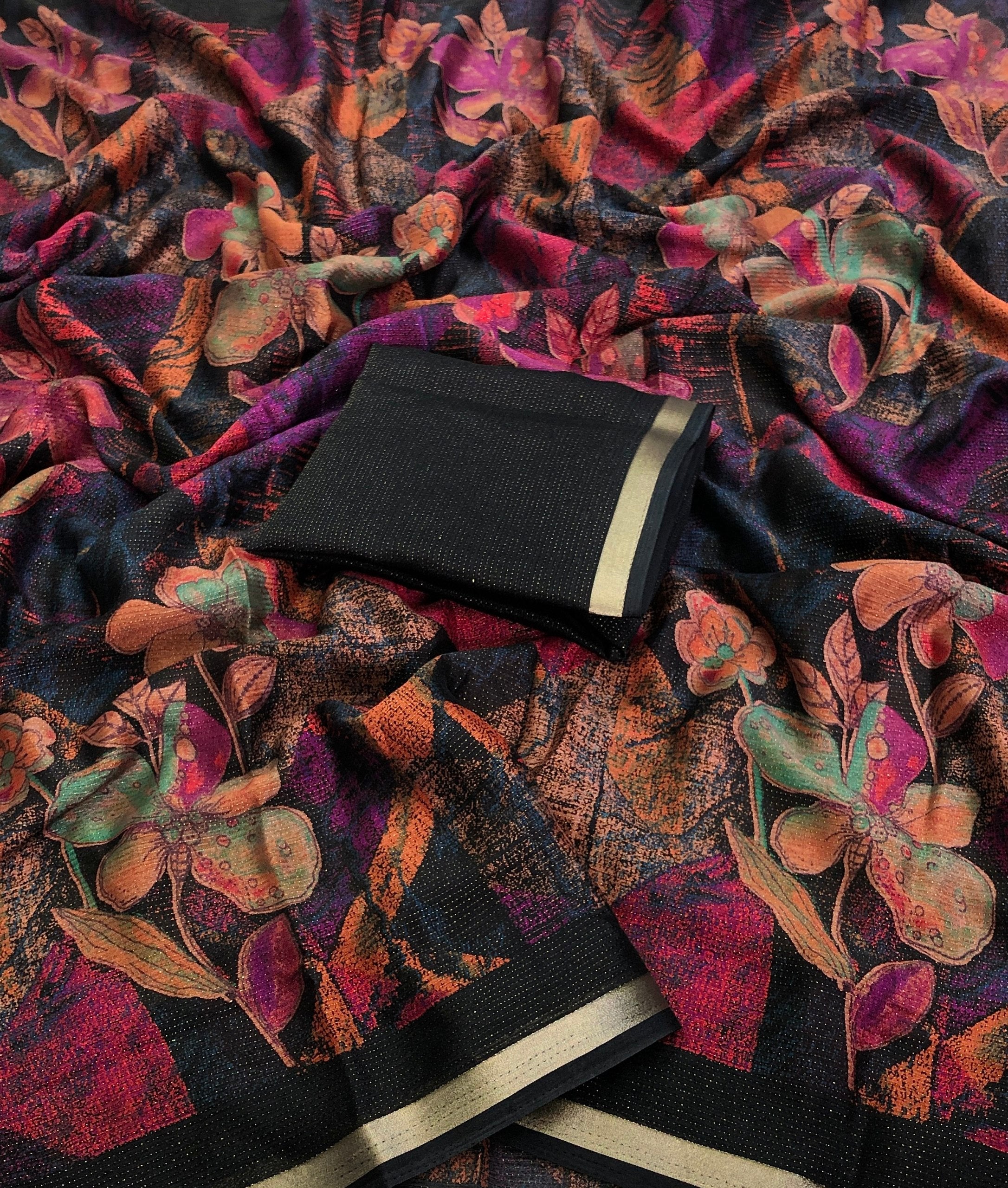 Played Shimmer Floral Digital Printed Saree