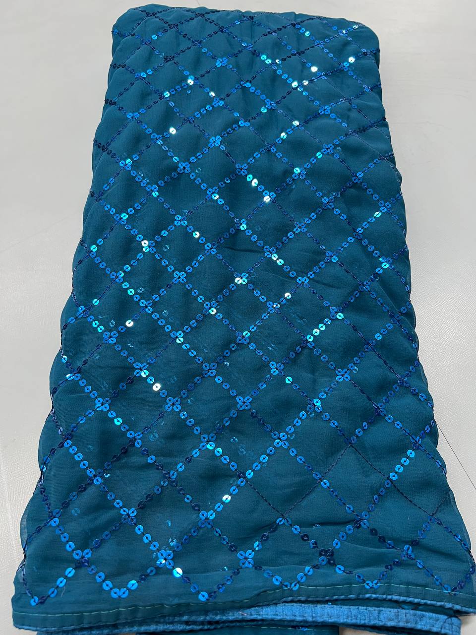 Chiffon printed mirror work , crush & sequence work sarees with blouse