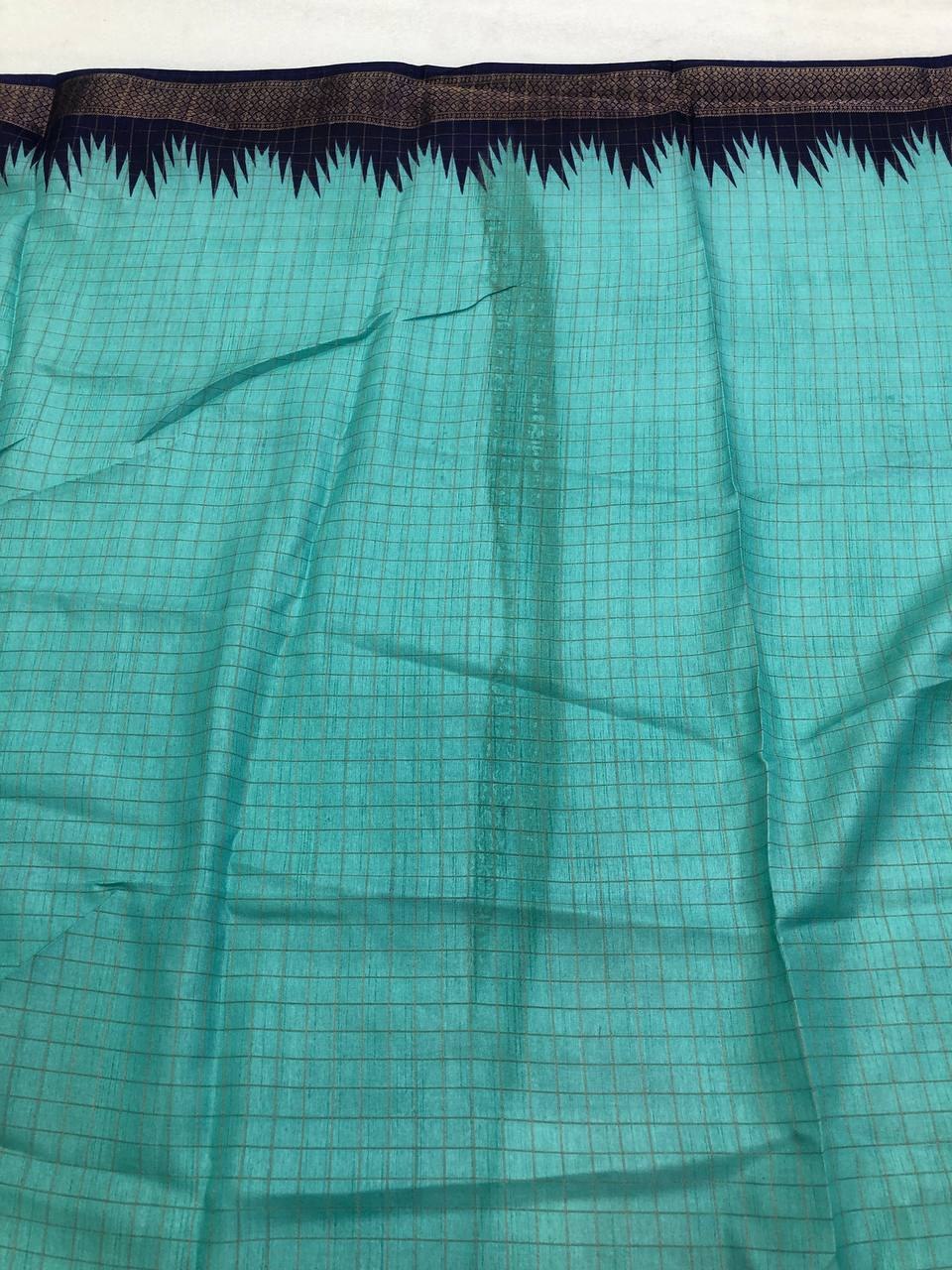 Hunnahh Chenderi Chex Weaving MISPRINT SAREE