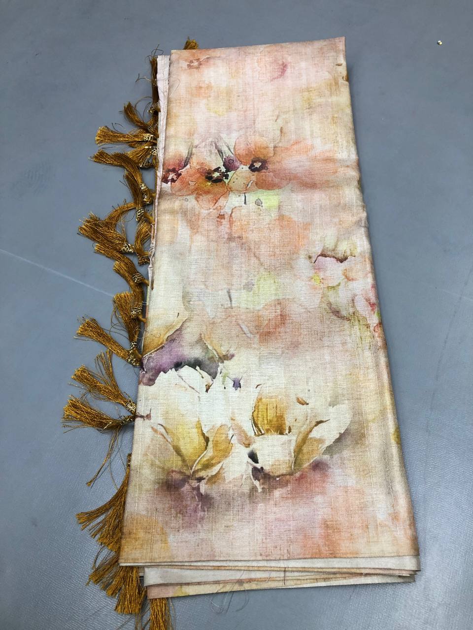 Tussar Silk Floral Digital Print Saree