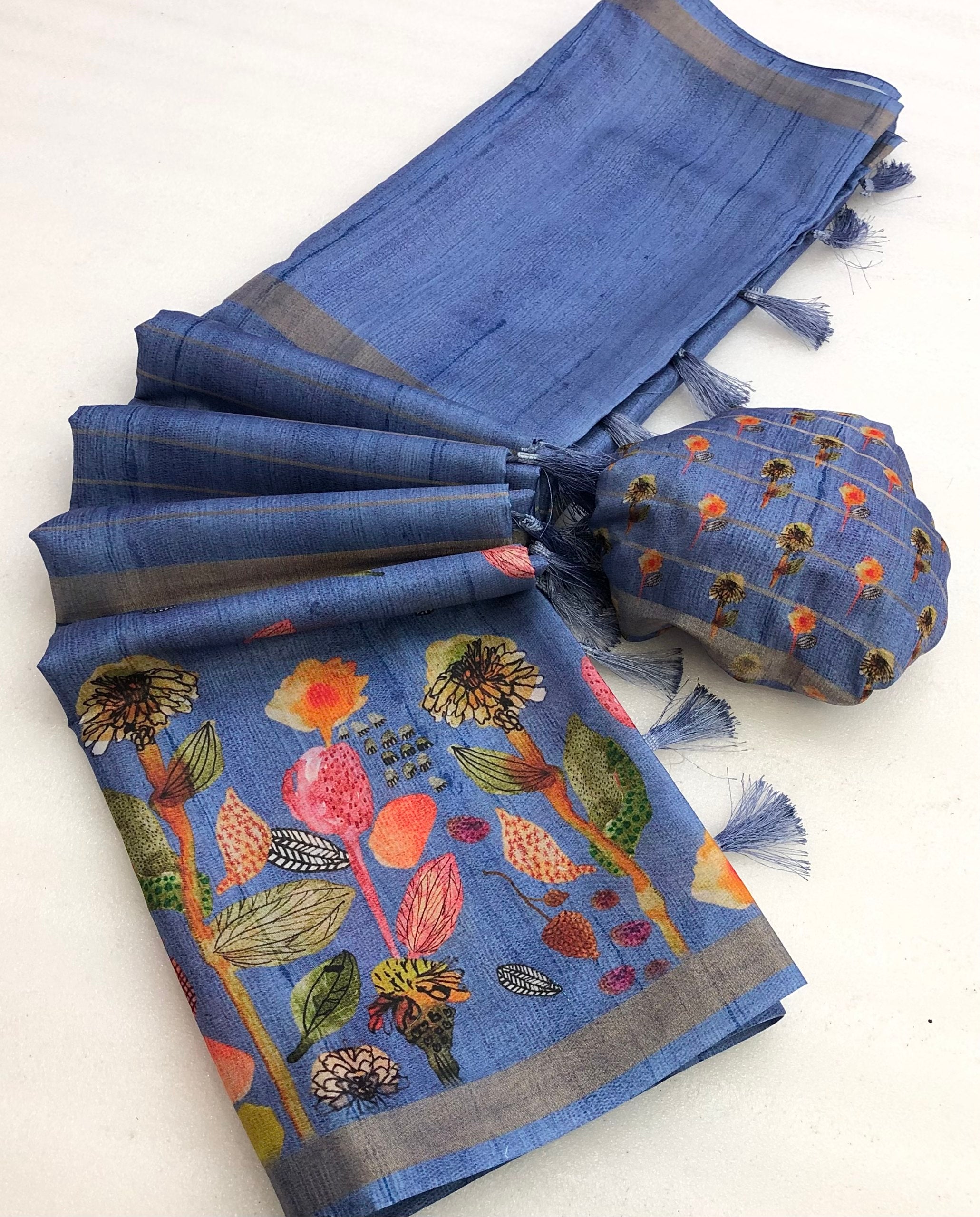 Craks Dola Silk Mysore Style Weave Printed Saree