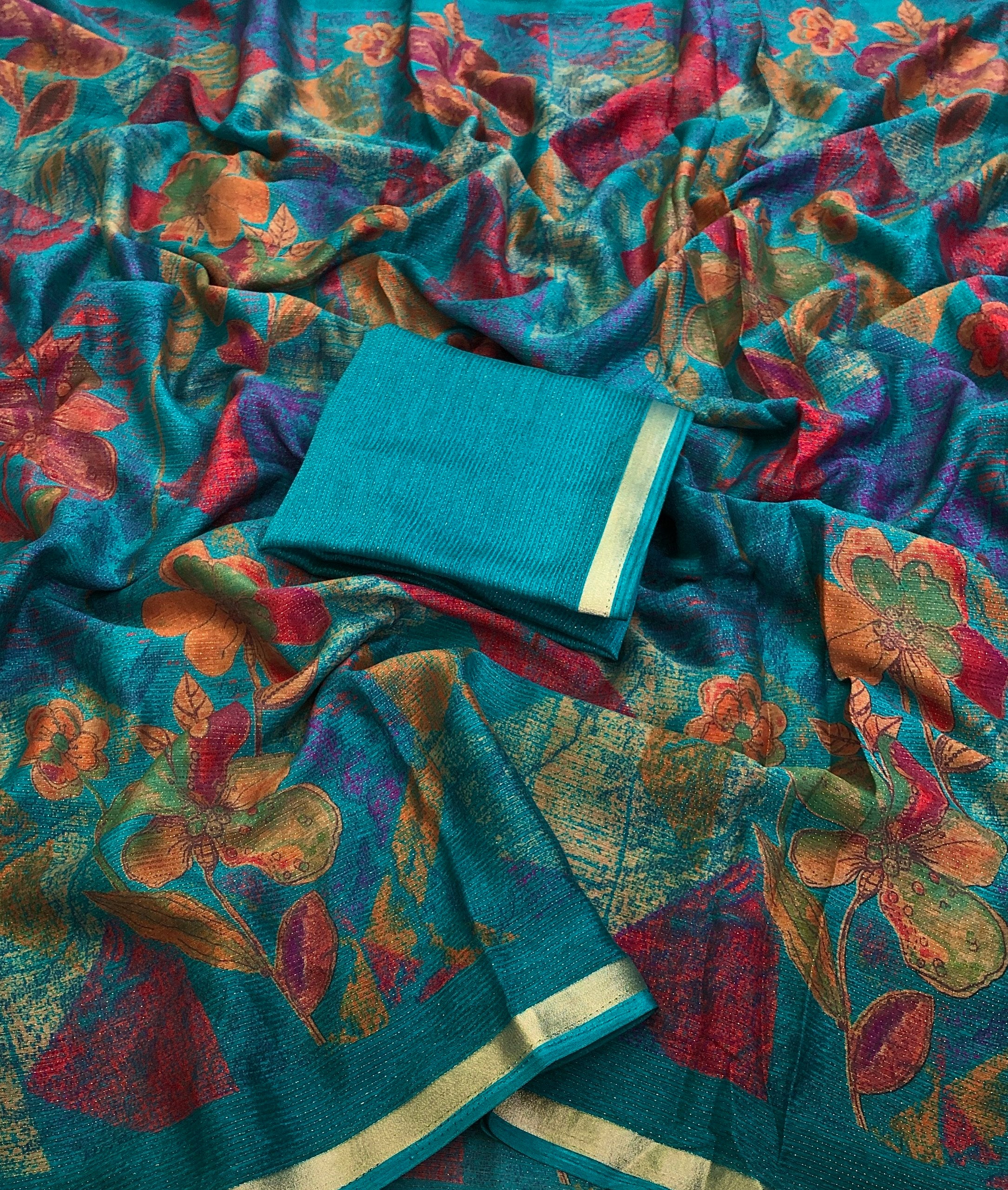 Played Shimmer Floral Digital Printed Saree