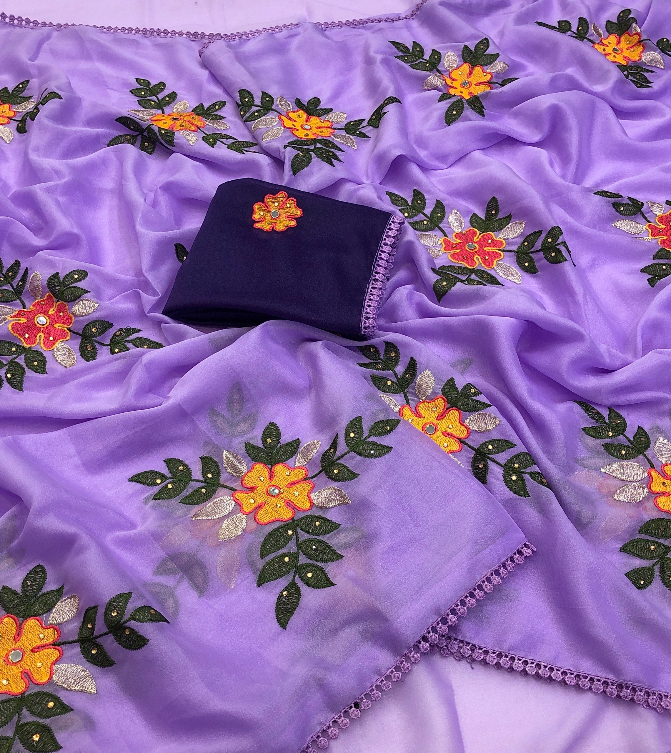 Sarish Soft Georgette Silk With Embroidery Work Saree