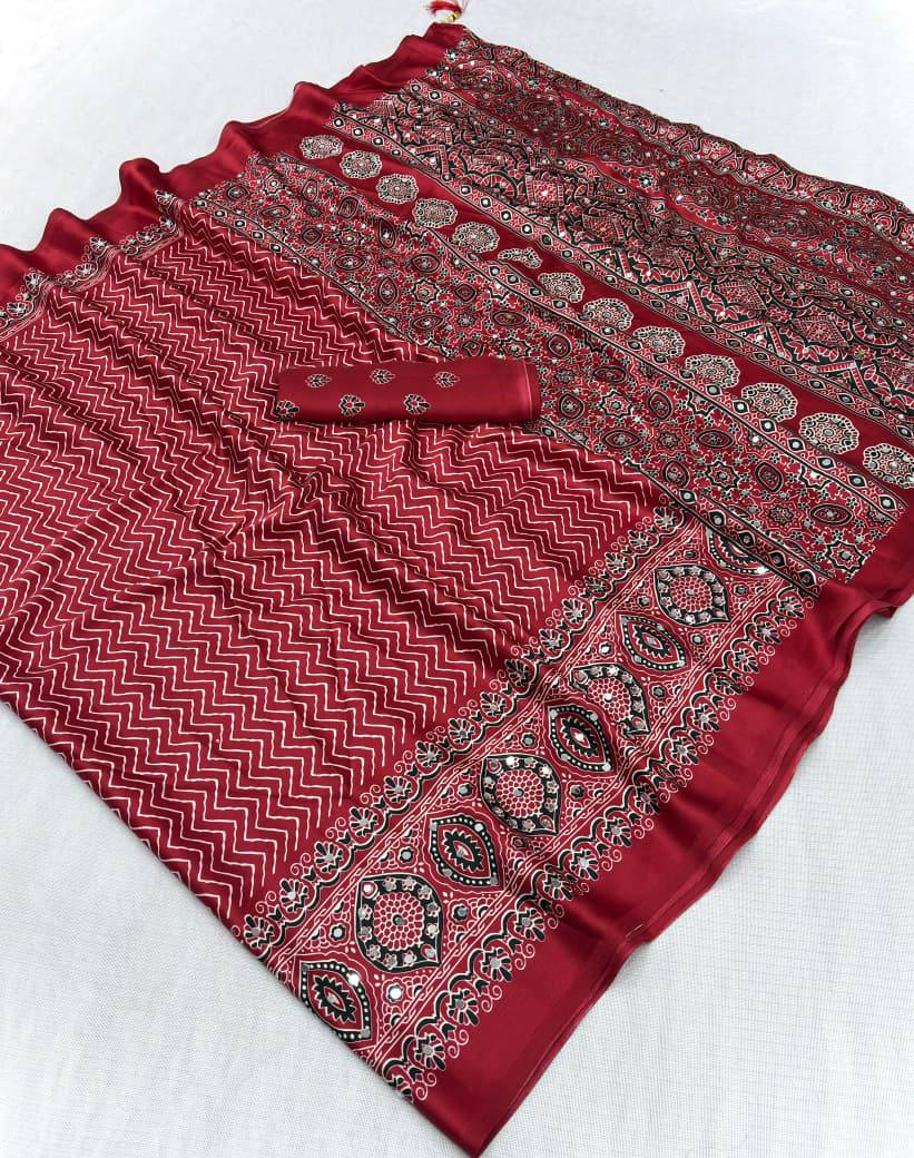 Orion Japan Satin Original Mirror Work Saree