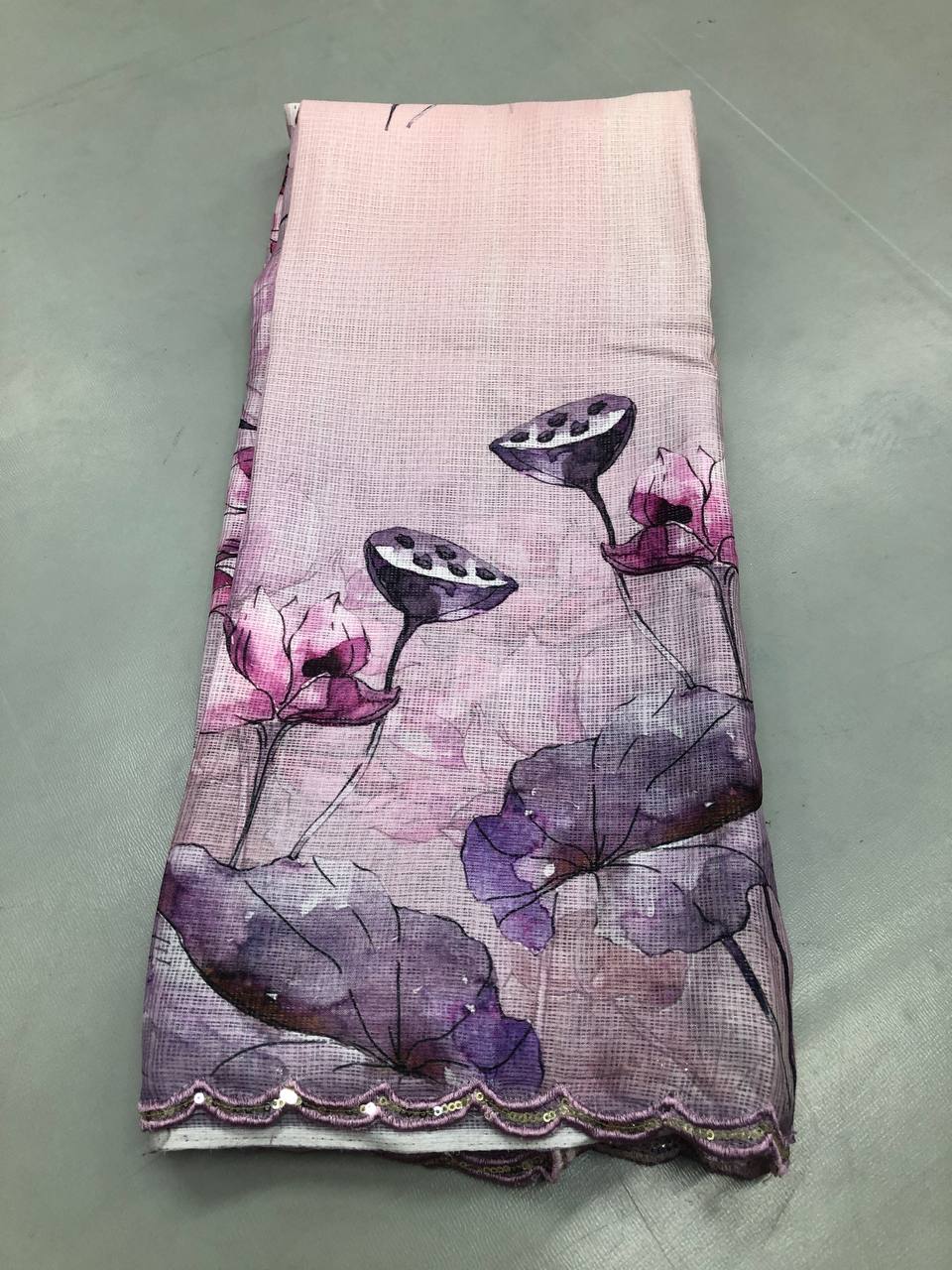 Soft Linen Printed, Furr & Foil Work Sarees with Blouse
